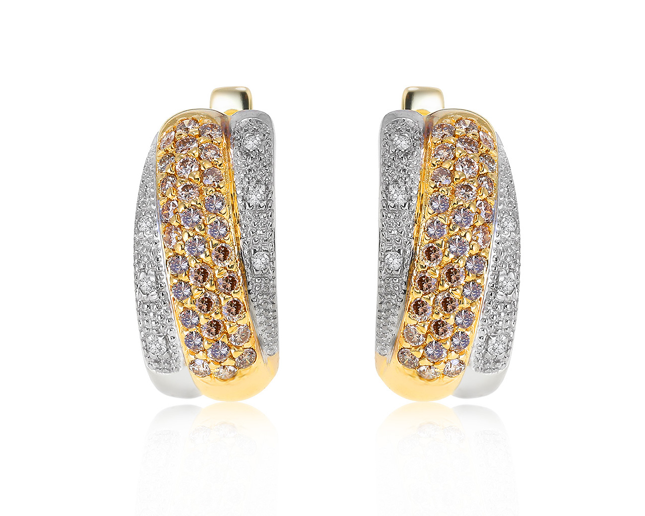 Превосходные золотые серьги с бриллиантами 0.65ct