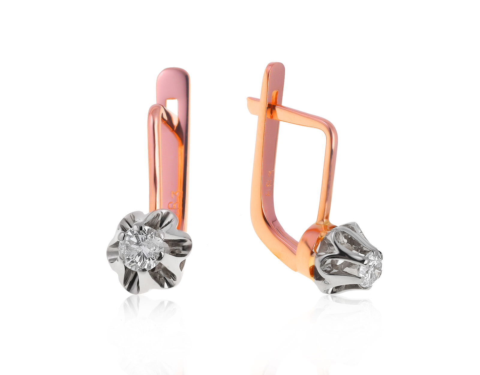 Миниатюрные золотые серьги с бриллиантами 0.36ct 220721/4