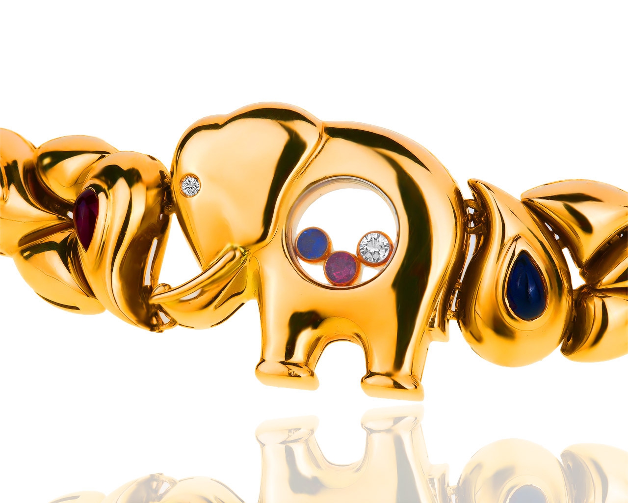 Золотой браслет с рубинами и сапфирами Chopard Casmir Elephant 190319/1