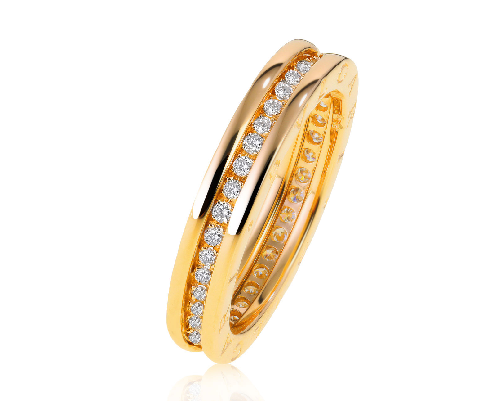 Оригинальное золотое кольцо с бриллиантами 0.54ct Bvlgari B.Zero1