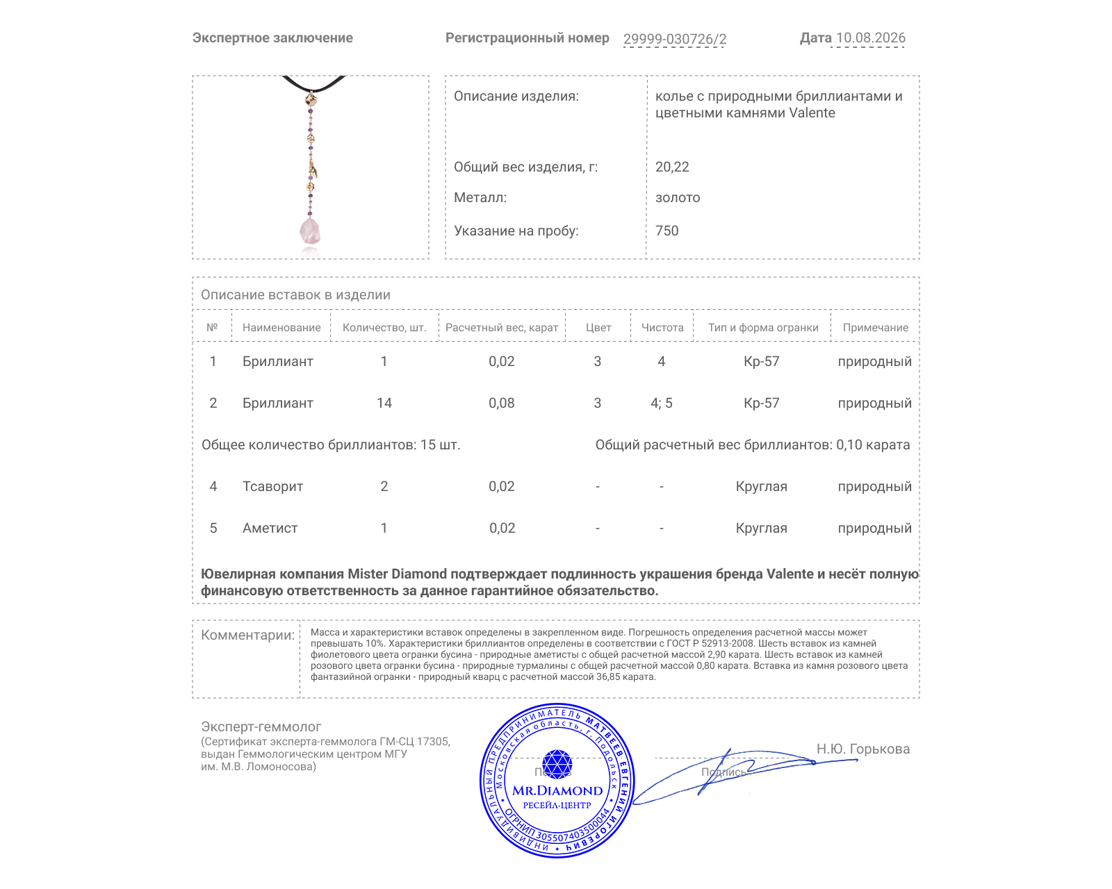 Оригинальное золотое колье с цветными камнями 40.59ct Valente