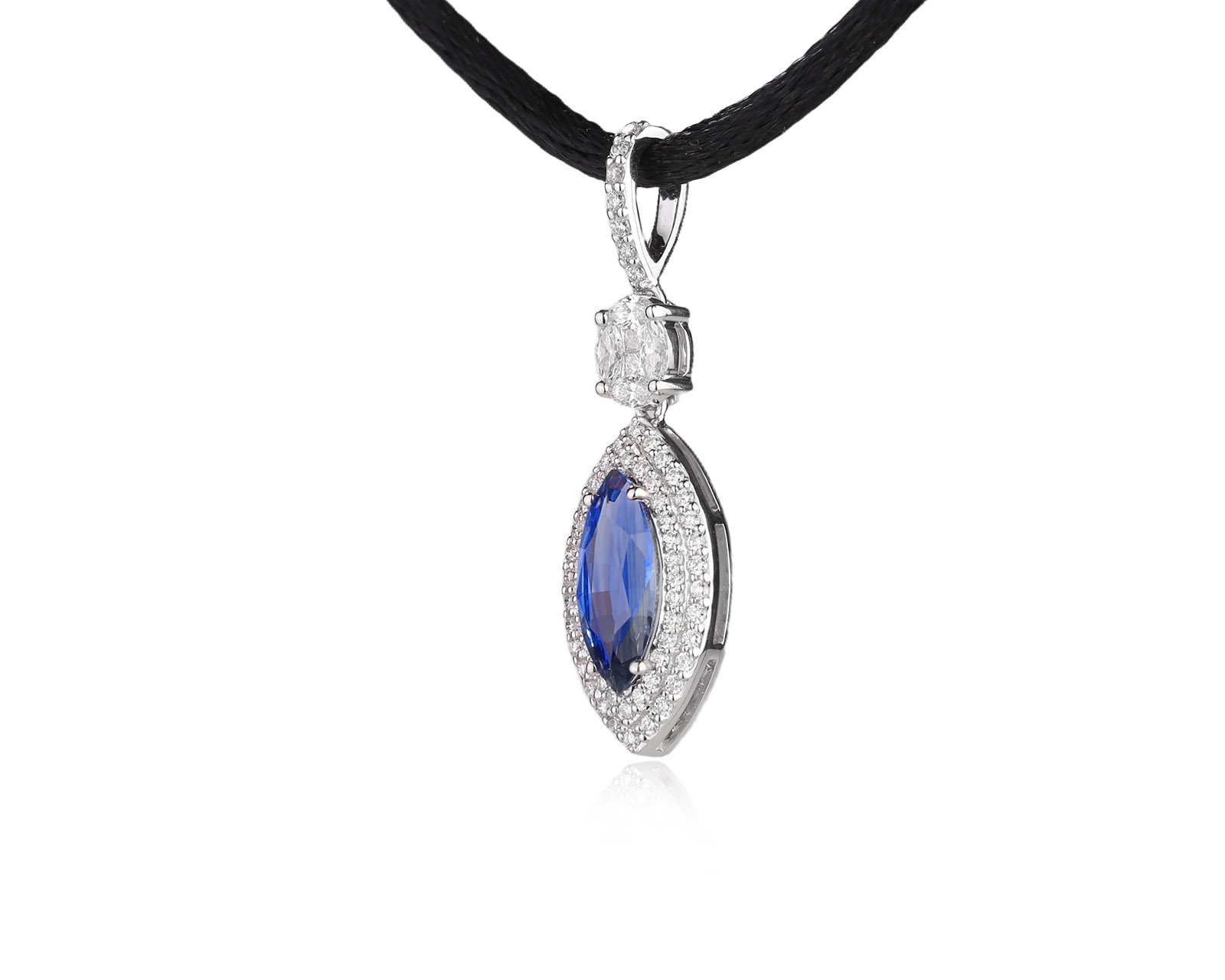 Золотой кулон с сапфиром 1.48ct и бриллиантами 0.47ct
