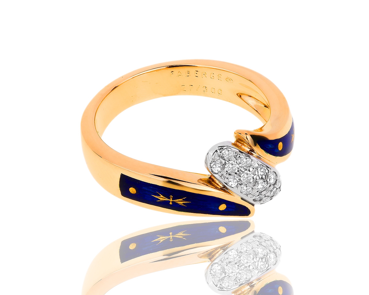 Золотое кольцо с эмалями и бриллиантами 0.20ct Faberge