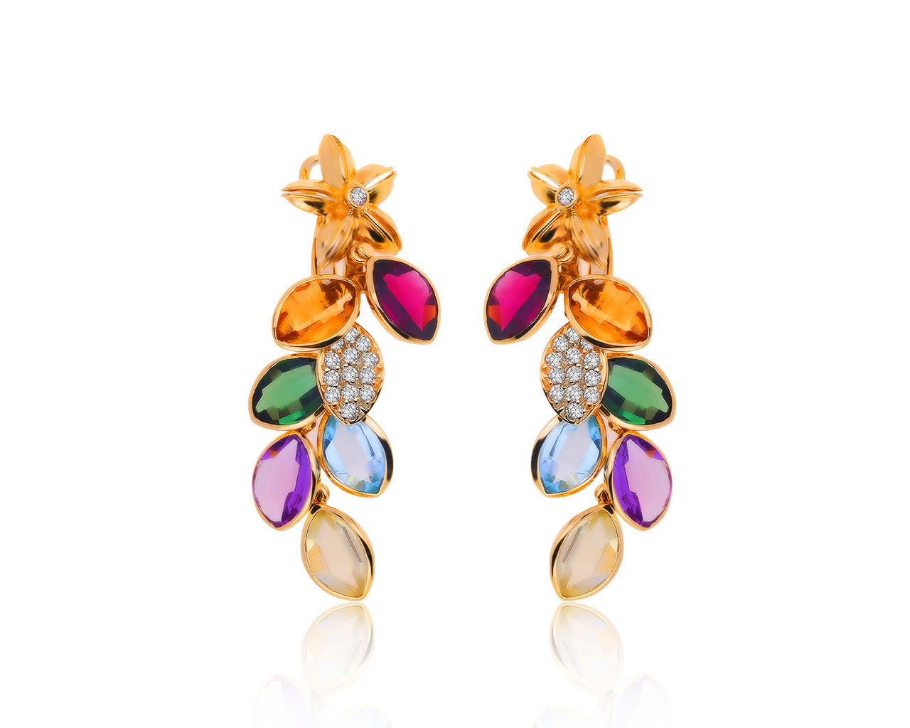 Потрясающие золотые серьги с цветными камнями 8.64ct 170320/5