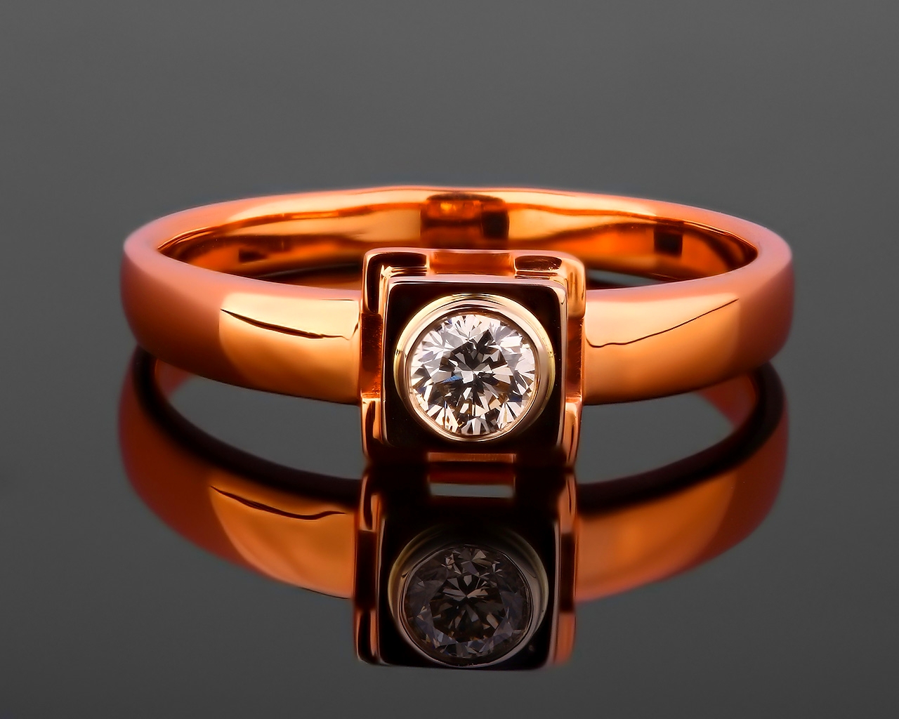 Золотое кольцо с бриллиантом 0.19ct