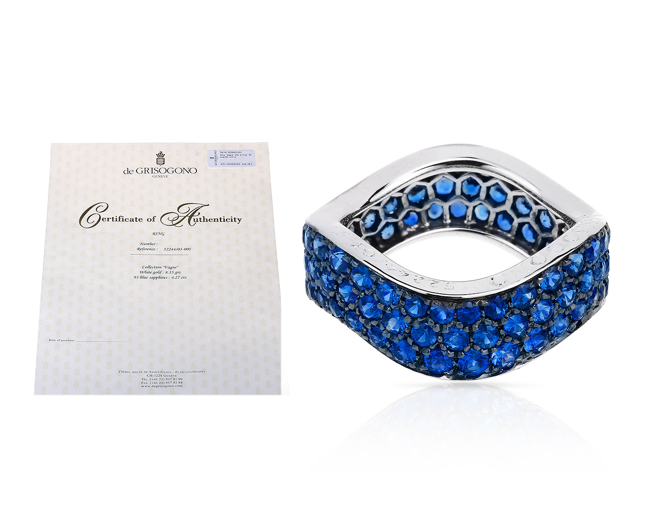 Роскошное золотое кольцо с сапфирами 4.27ct De Grisogono 090418/1