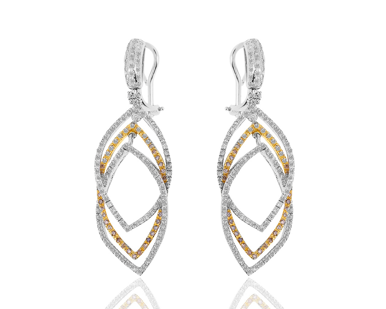 Изящные золотые серьги с бриллиантами 2.47ct 201218/11