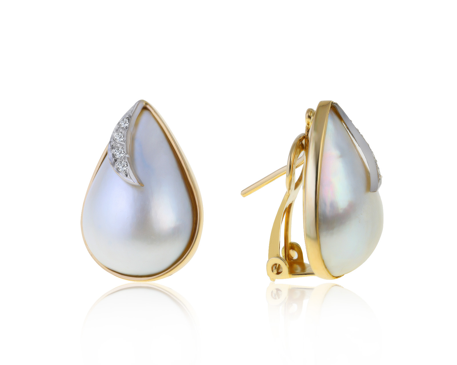 Модные золотые серьги с жемчугом 250521/14