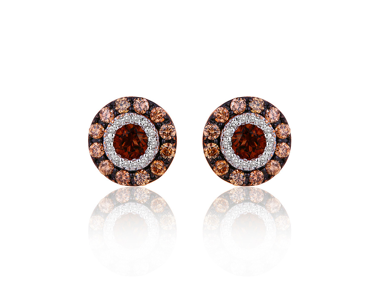 Женственные золотые серьги с дымчатым кварцем 0.45ct 290919/13 Женственные золотые серьги с дымчатым кварцем 0.45ct 290919/13