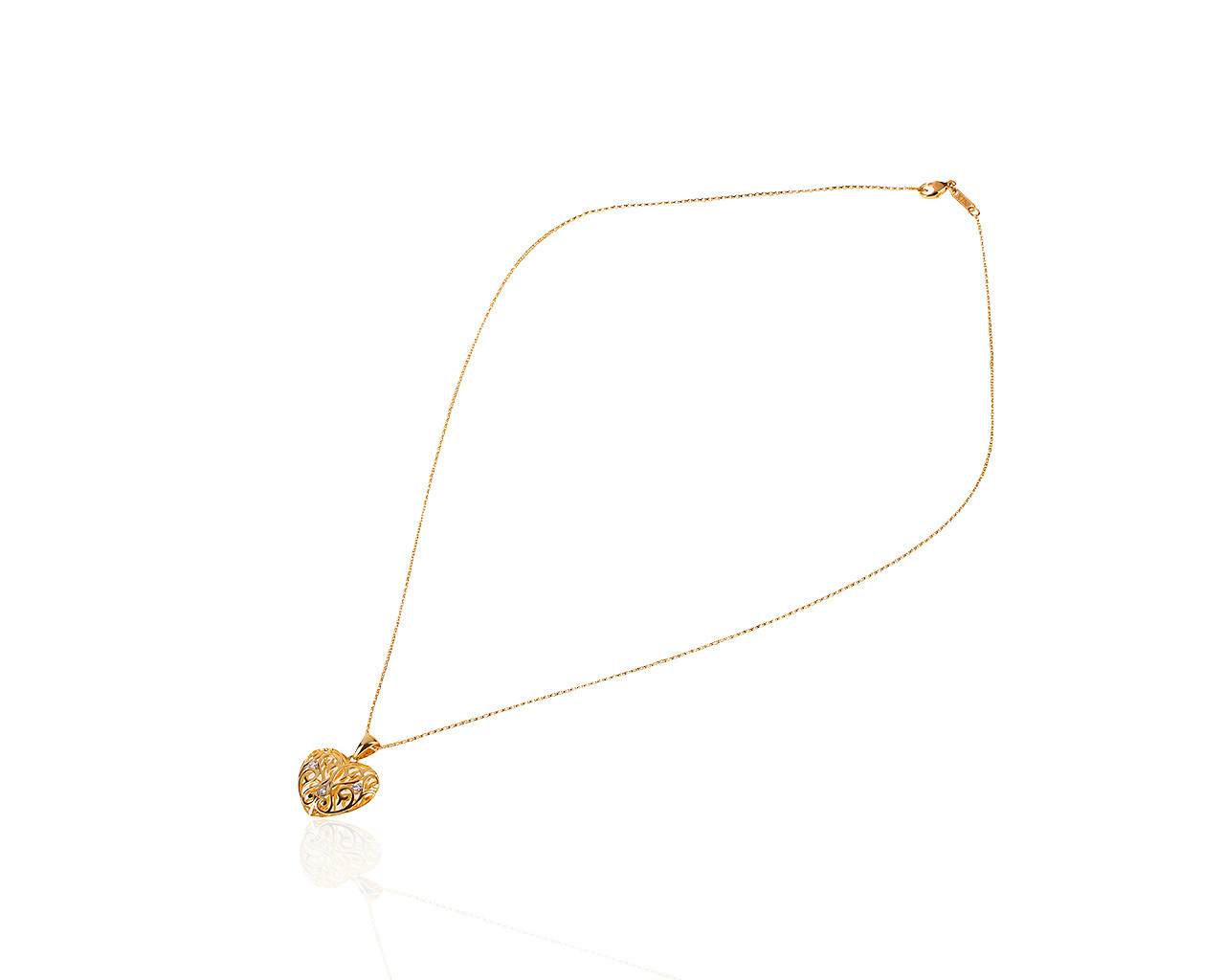 Праздничный золотой кулон с бриллиантами 0.025ct