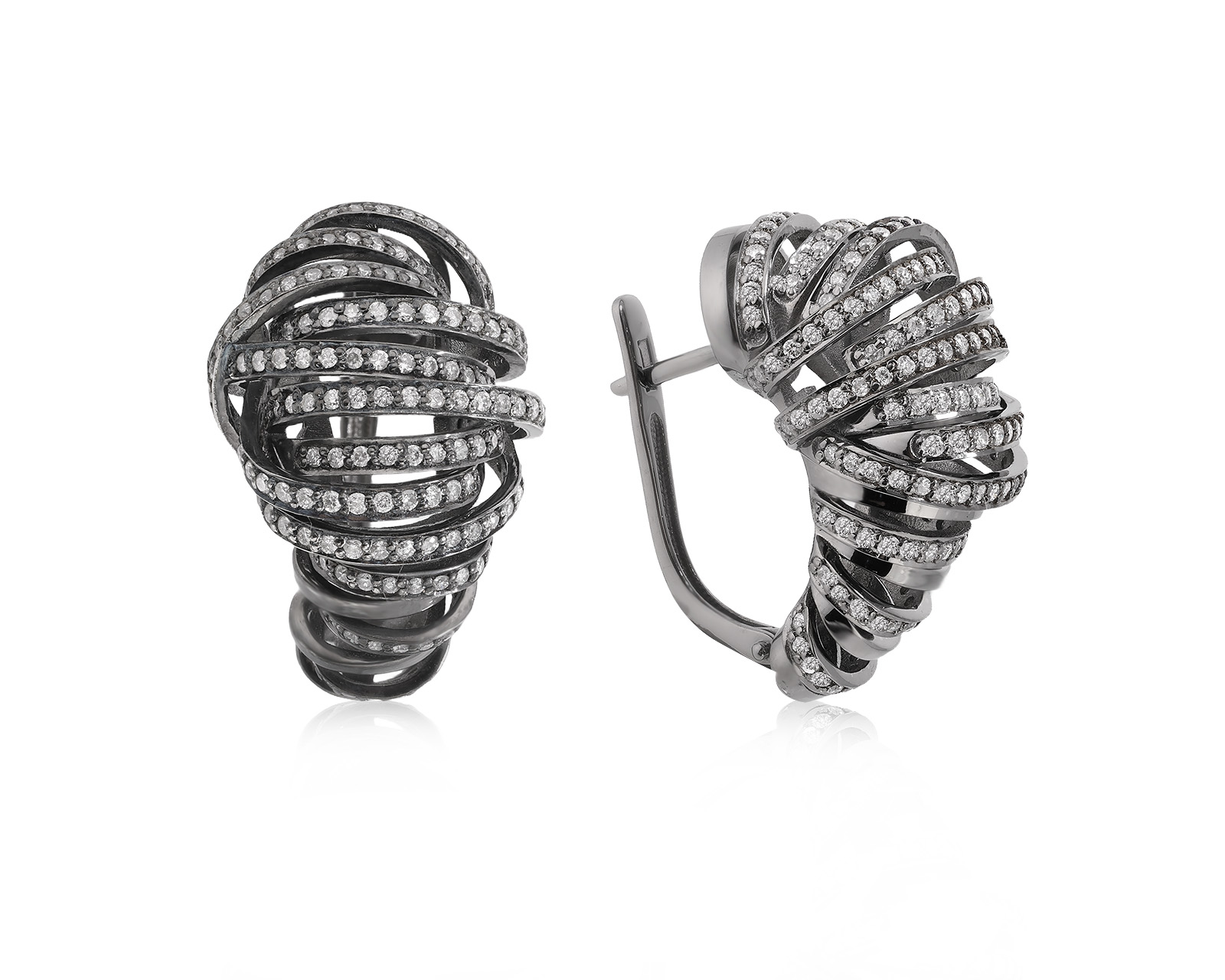 Золотые серьги с бриллиантами 2.04ct