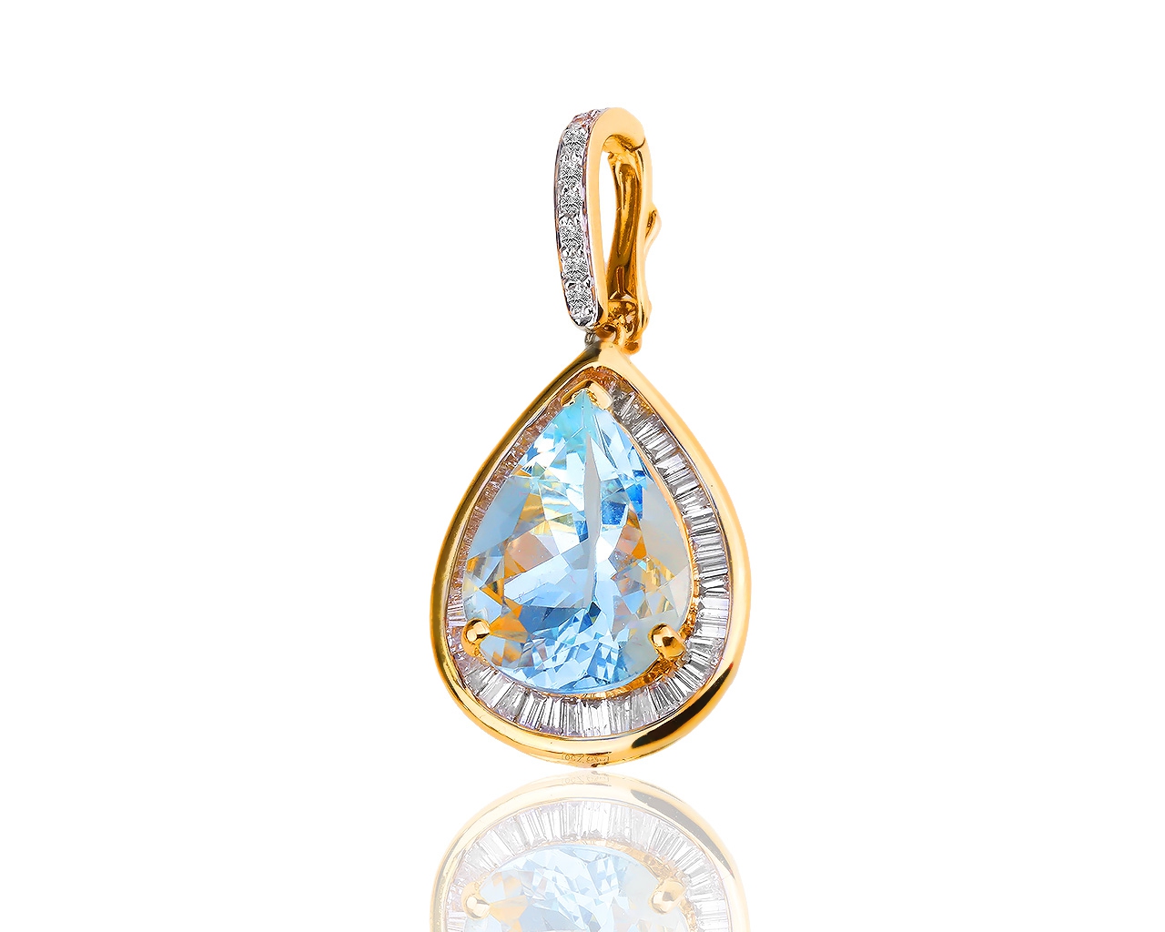Итальянский золотой кулон с аквамарином и бриллиантами 0.85ct 171218/5