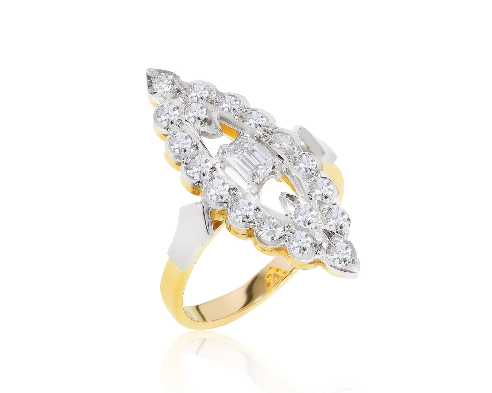 Винтажное золотое кольцо с бриллиантами 0.80ct СССР 040622/3