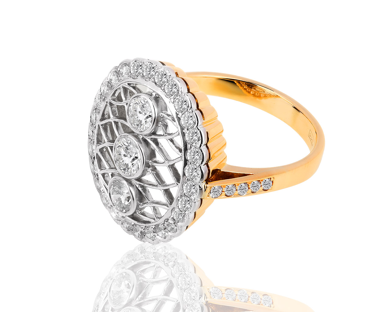 Элегантное золотое кольцо с бриллиантами 1.72ct 081018/13