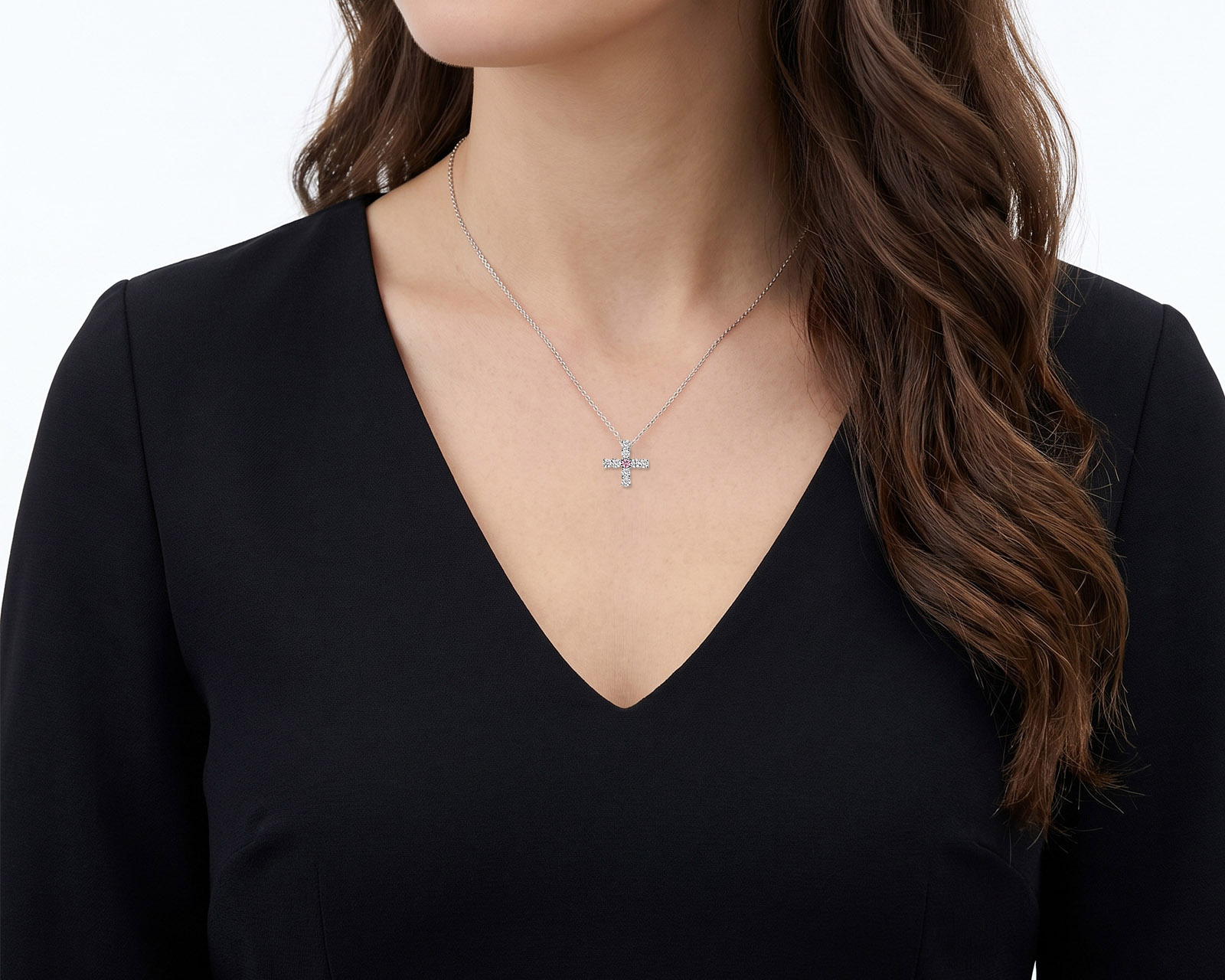 Оригинальное платиновое колье с бриллиантами 0.41ct Harry Winston Symbols Mini