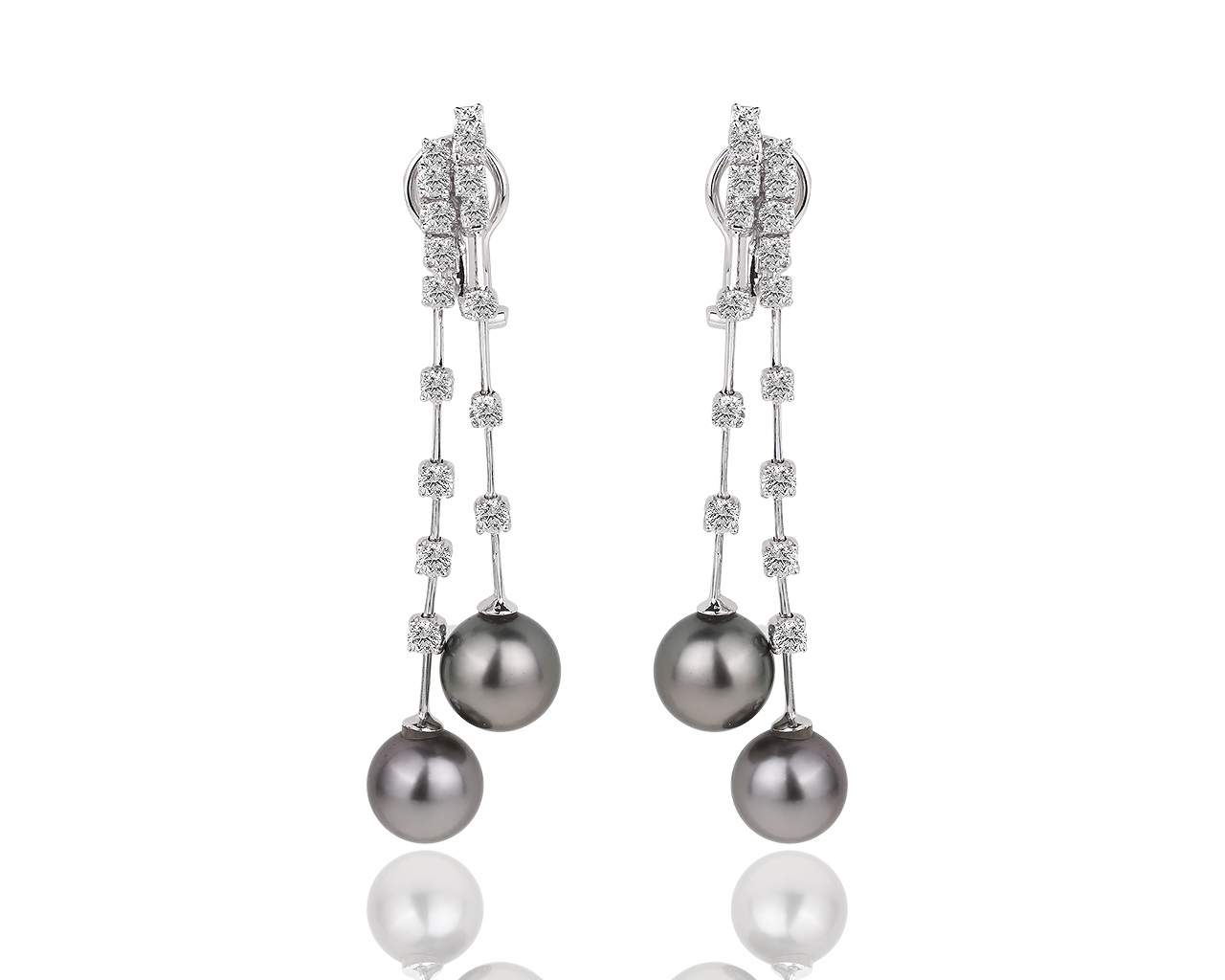 Золотые серьги с жемчугом и бриллиантами 2.22ct 270319/3