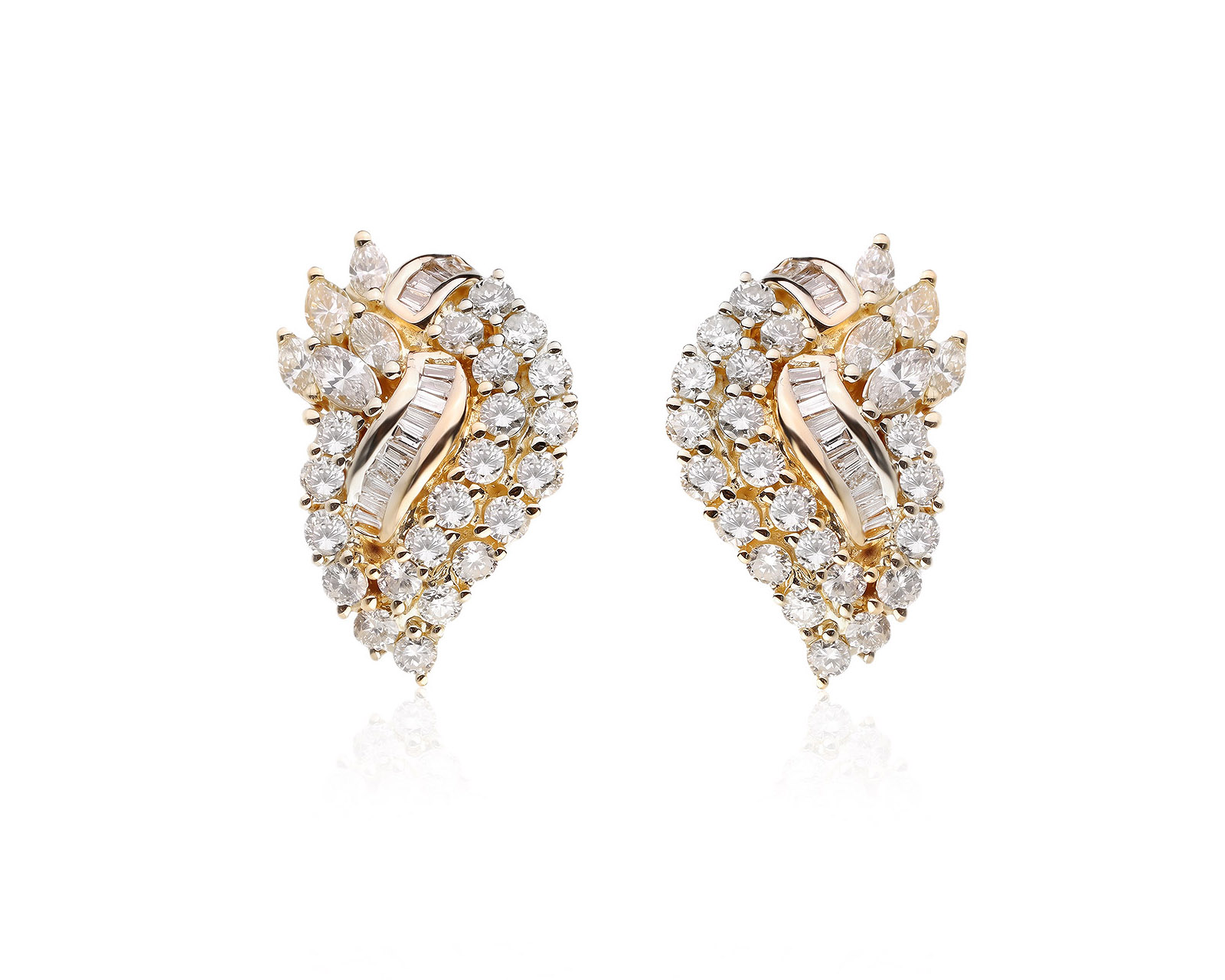 Золотые серьги с бриллиантами 3.34ct