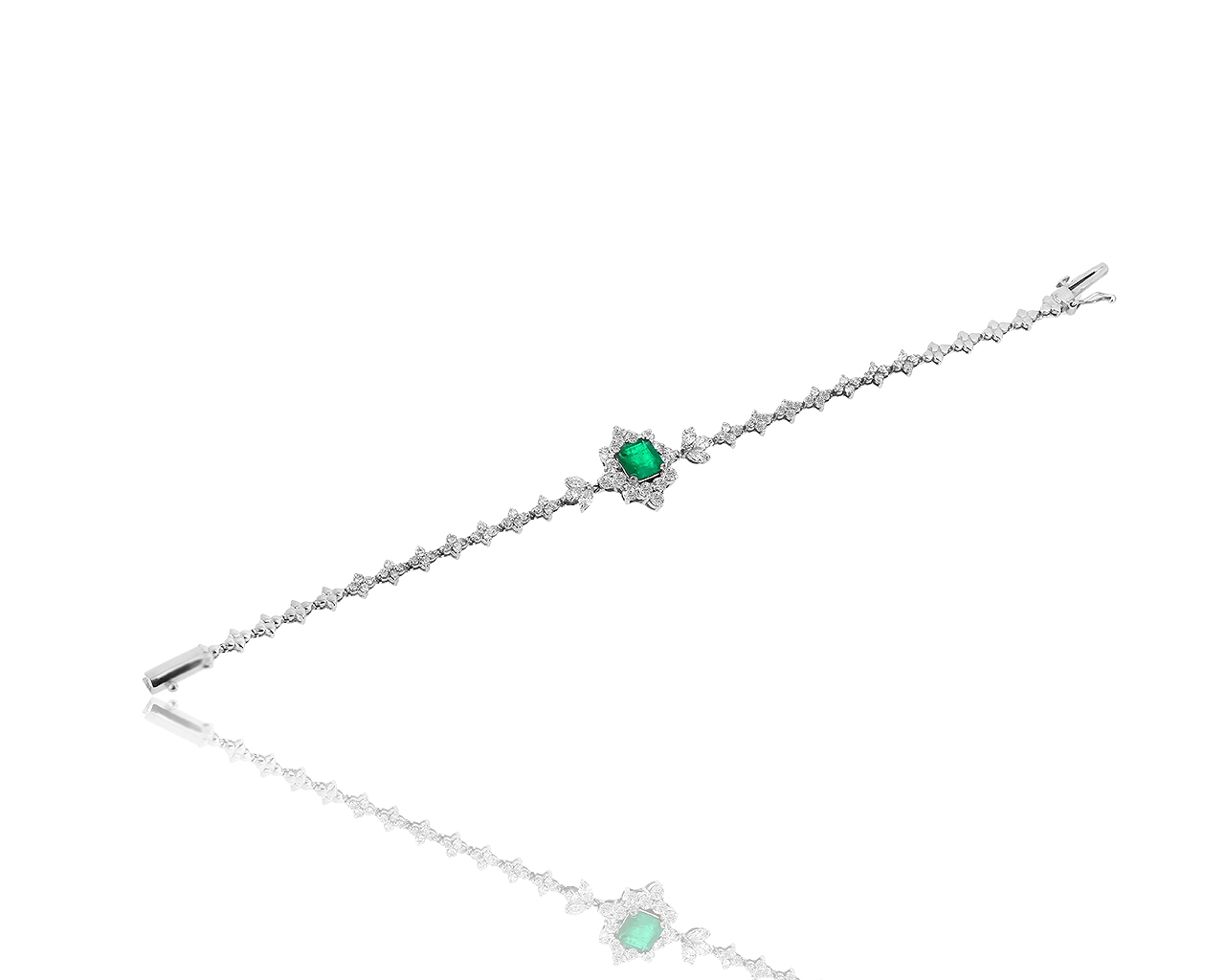 Золотой браслет с бриллиантами 1.82ct и изумрудом 1.20ct