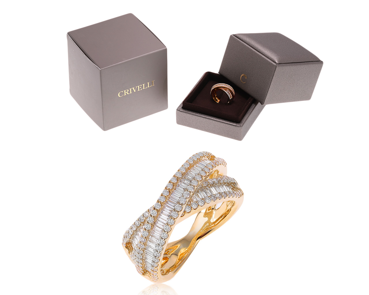 Оригинальное золотое кольцо с бриллиантами 1.86ct Crivelli