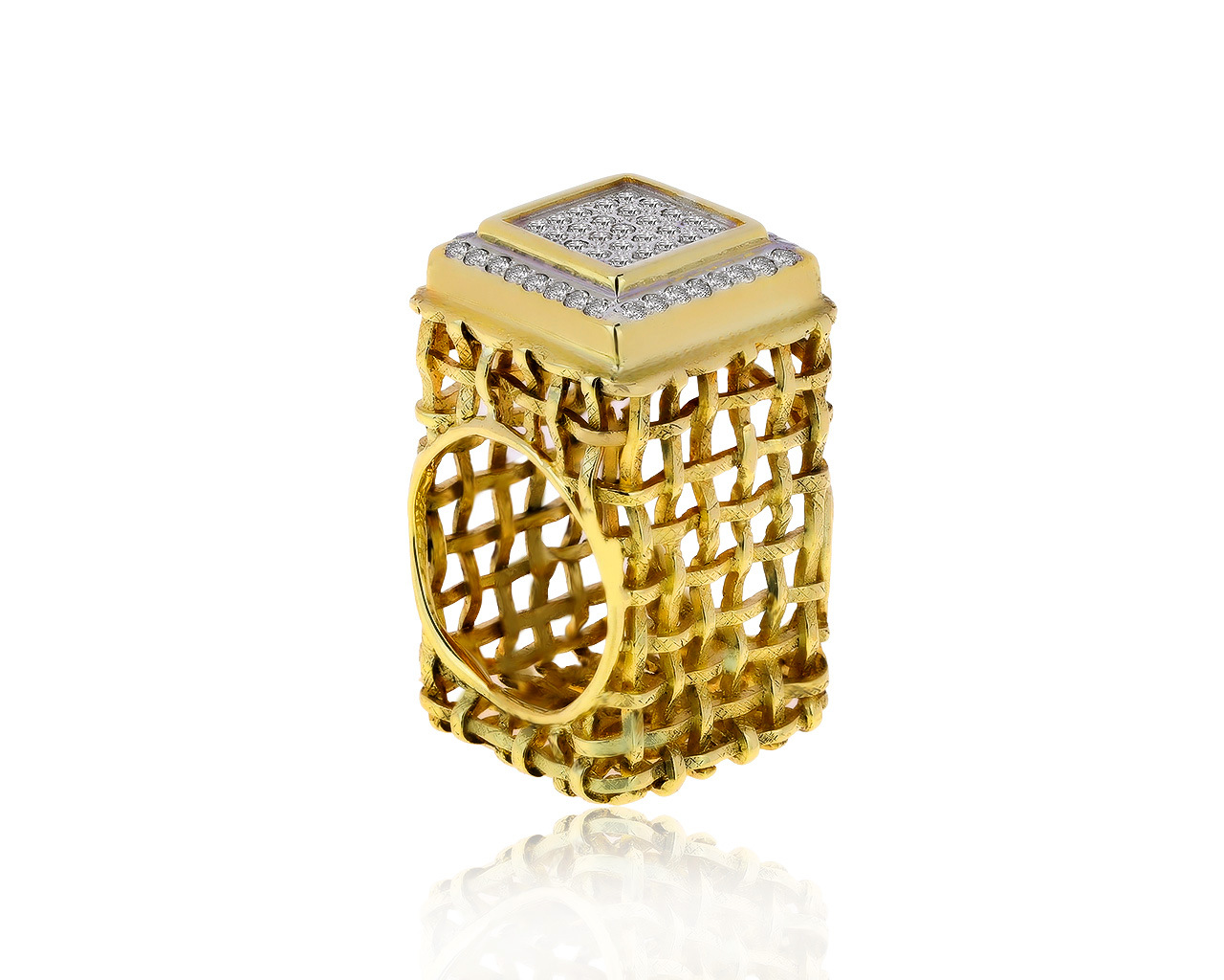 Оригинальное золотое кольцо с бриллиантами 1.12ct German Kabirski