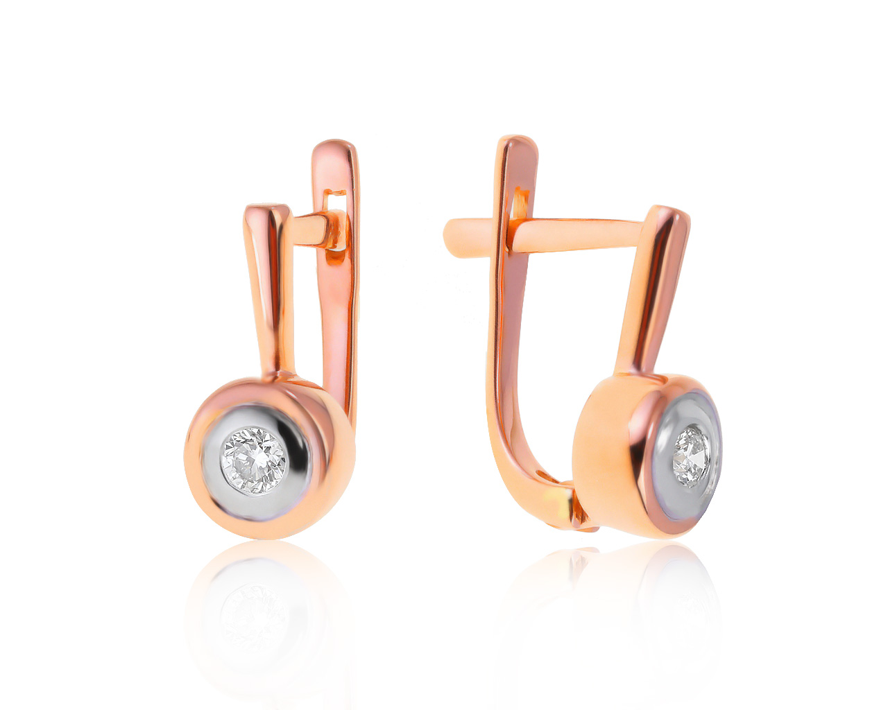 Миниатюрные золотые серьги с бриллиантами 0.22ct 170621/1