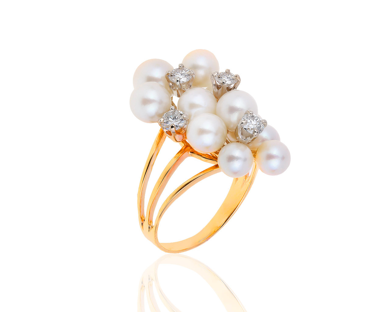 Королевское золотое кольцо с жемчугом 5-6 мм 030619/5