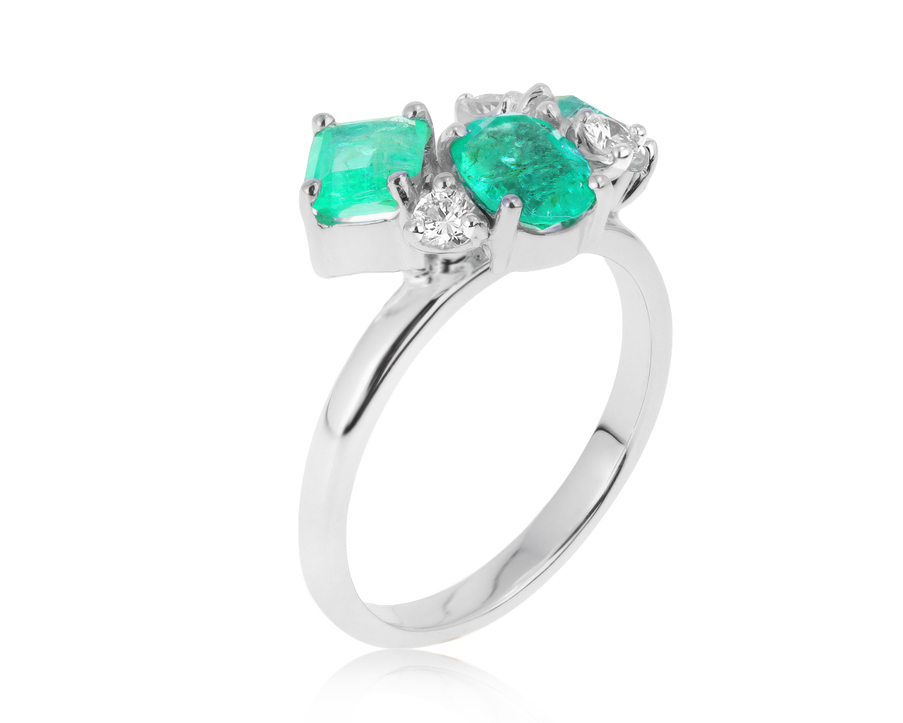 Красивое золотое кольцо с изумрудами 1.65ct 131220/2