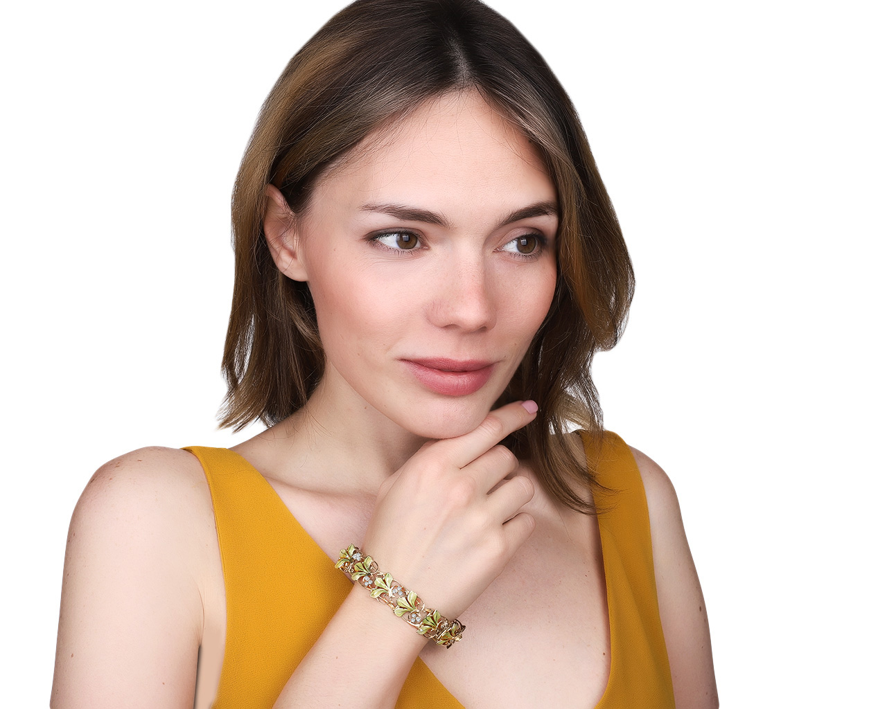 Женственный золотой браслет с бриллиантами 0.82ct