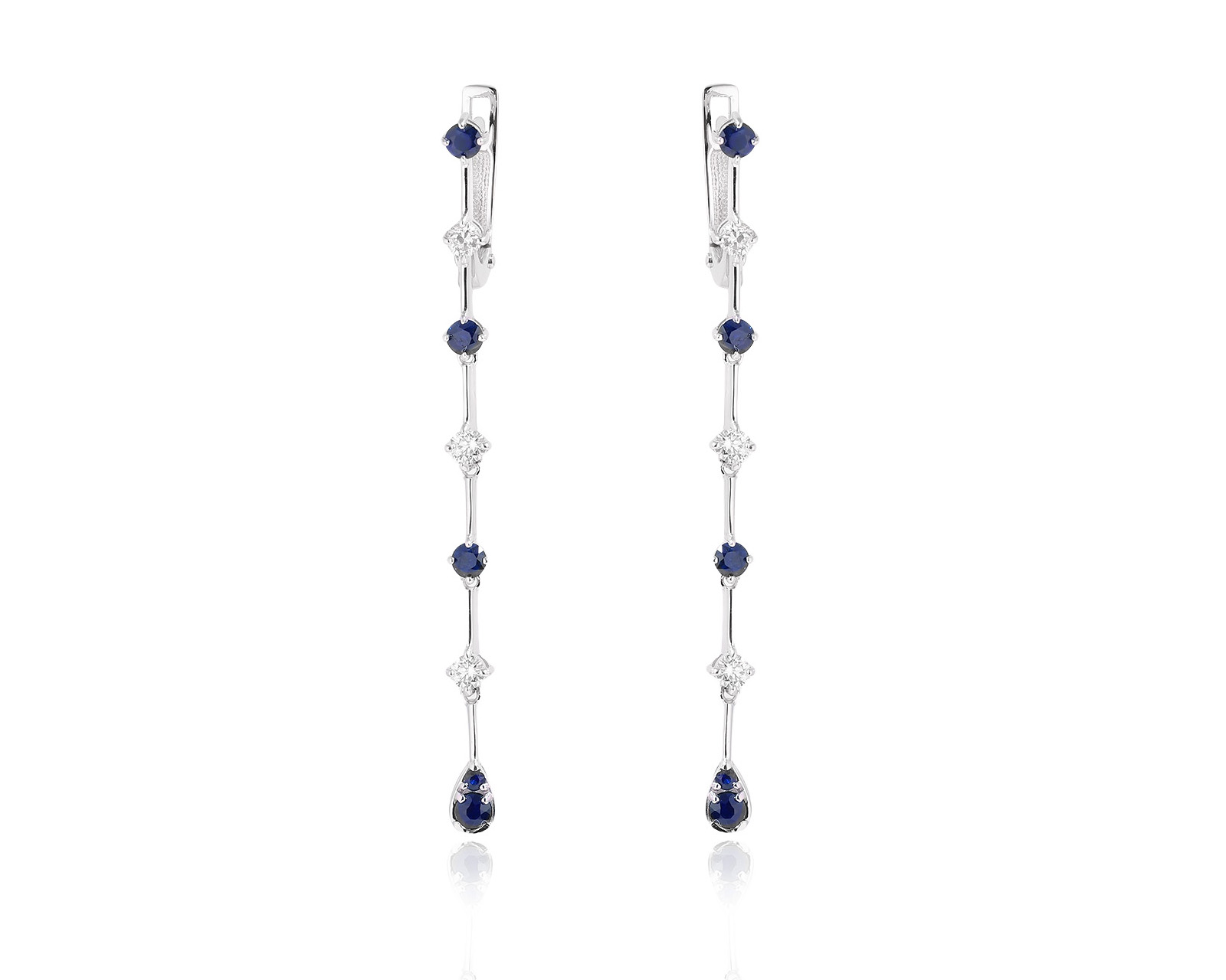 Золотые серьги с сапфирами 0.65ct и бриллиантами 0.24ct 181125/7