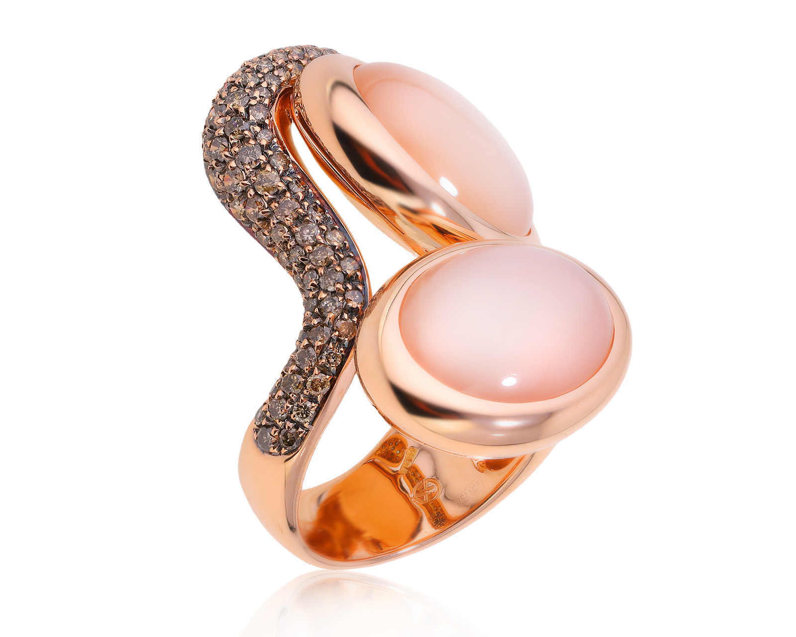 Золотое кольцо с халцедонами 11.80ct и бриллиантами 1.05ct 160126/6