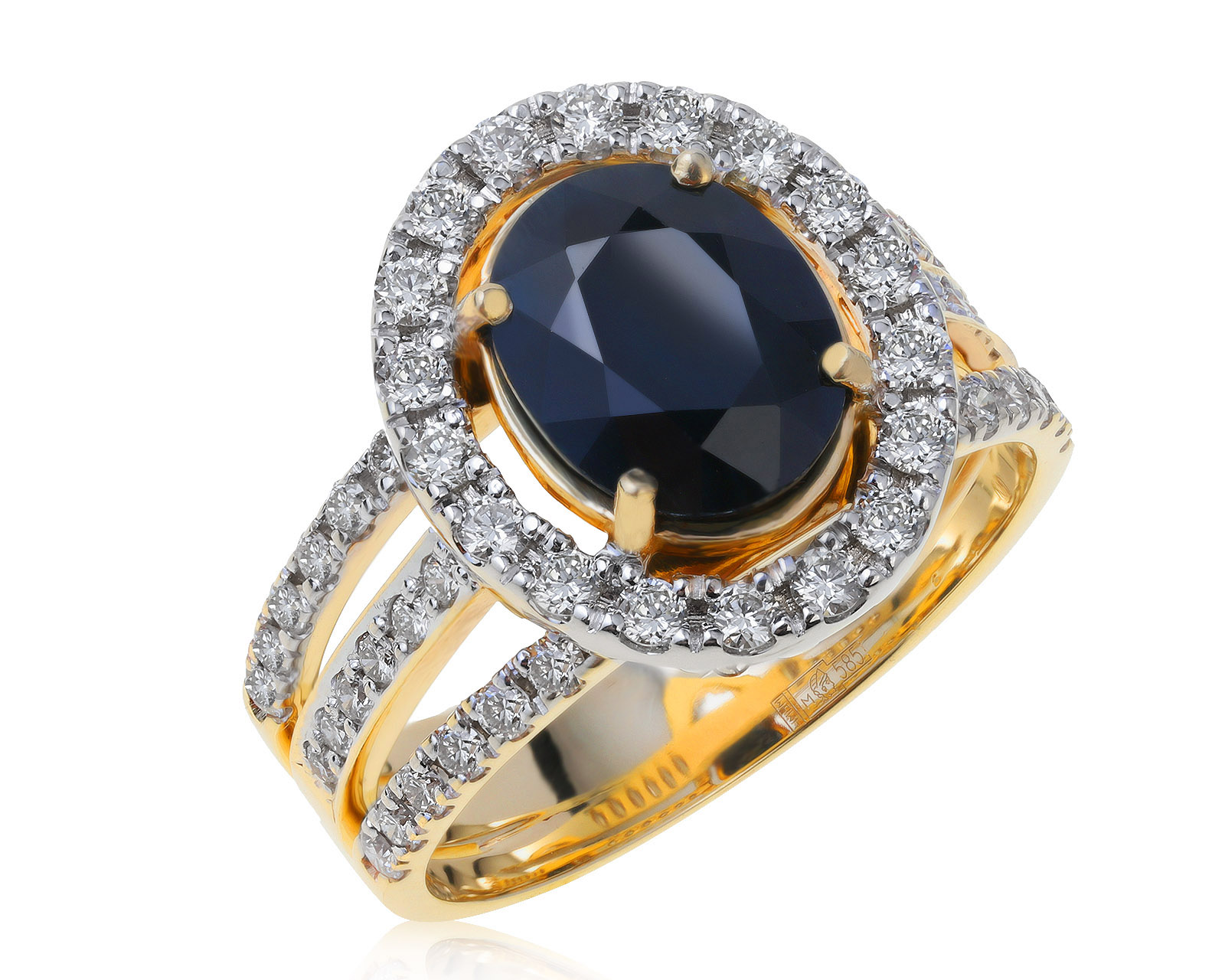 Роскошное золотое кольцо с сапфиром 2.65ct