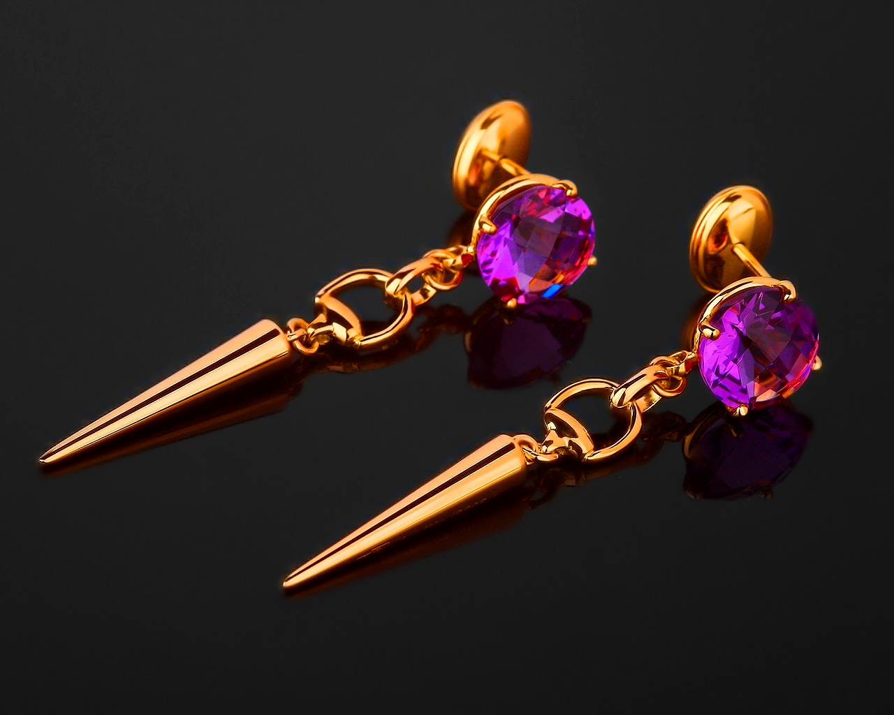 Золотые серьги с аметистами Gucci Horsebit Cocktail 091017/6