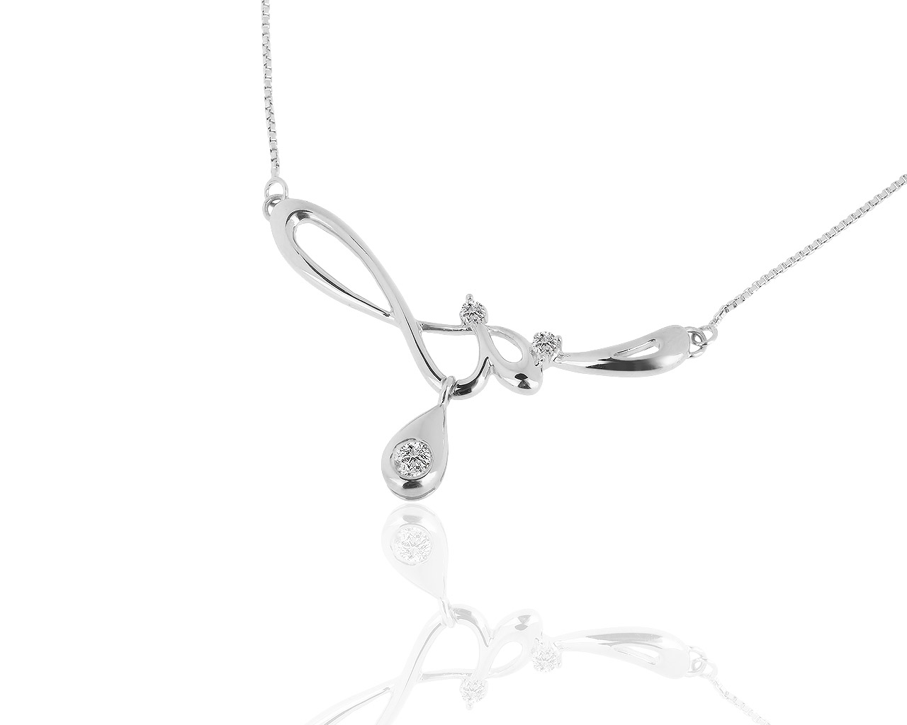 Платиновая подвеска на цепочке с бриллиантами 0.10ct 060818/7