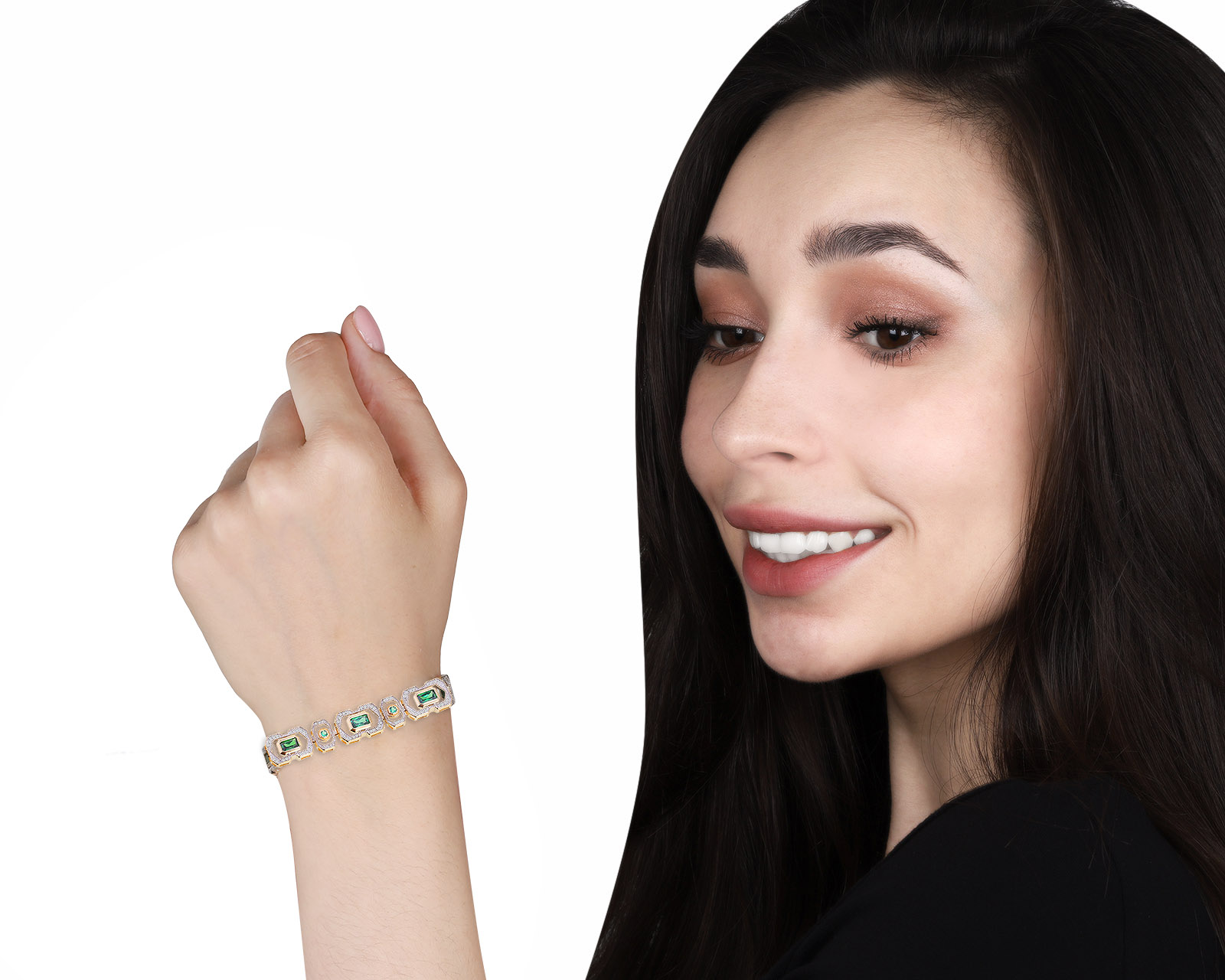 Очаровательный золотой браслет с ситаллами 3.12ct