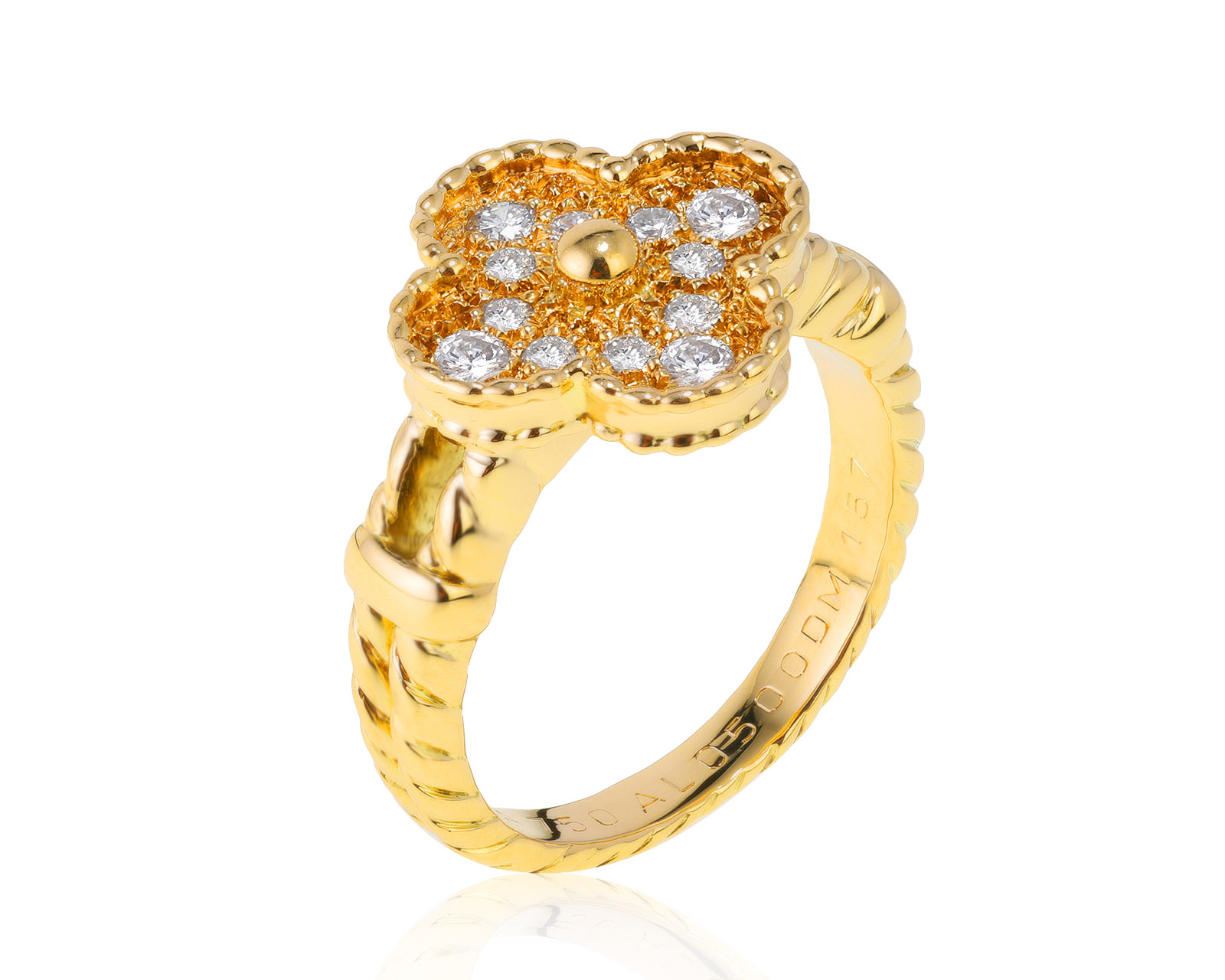 Оригинальное золотое кольцо с бриллиантами 0.32ct Van Cleef & Arpels Vintage Alhambra 311017/7