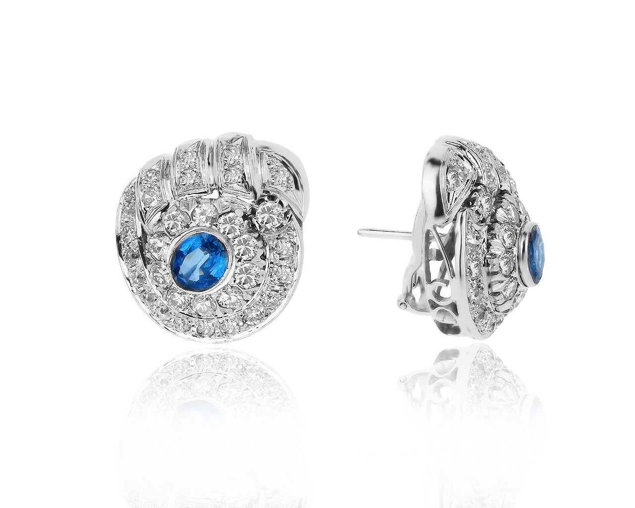 Роскошные золотые серьги с бриллиантами 3.36ct