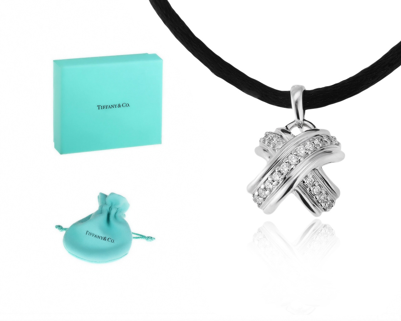Оригинальный золотой кулон с бриллиантами 0.18ct Tiffany&Co