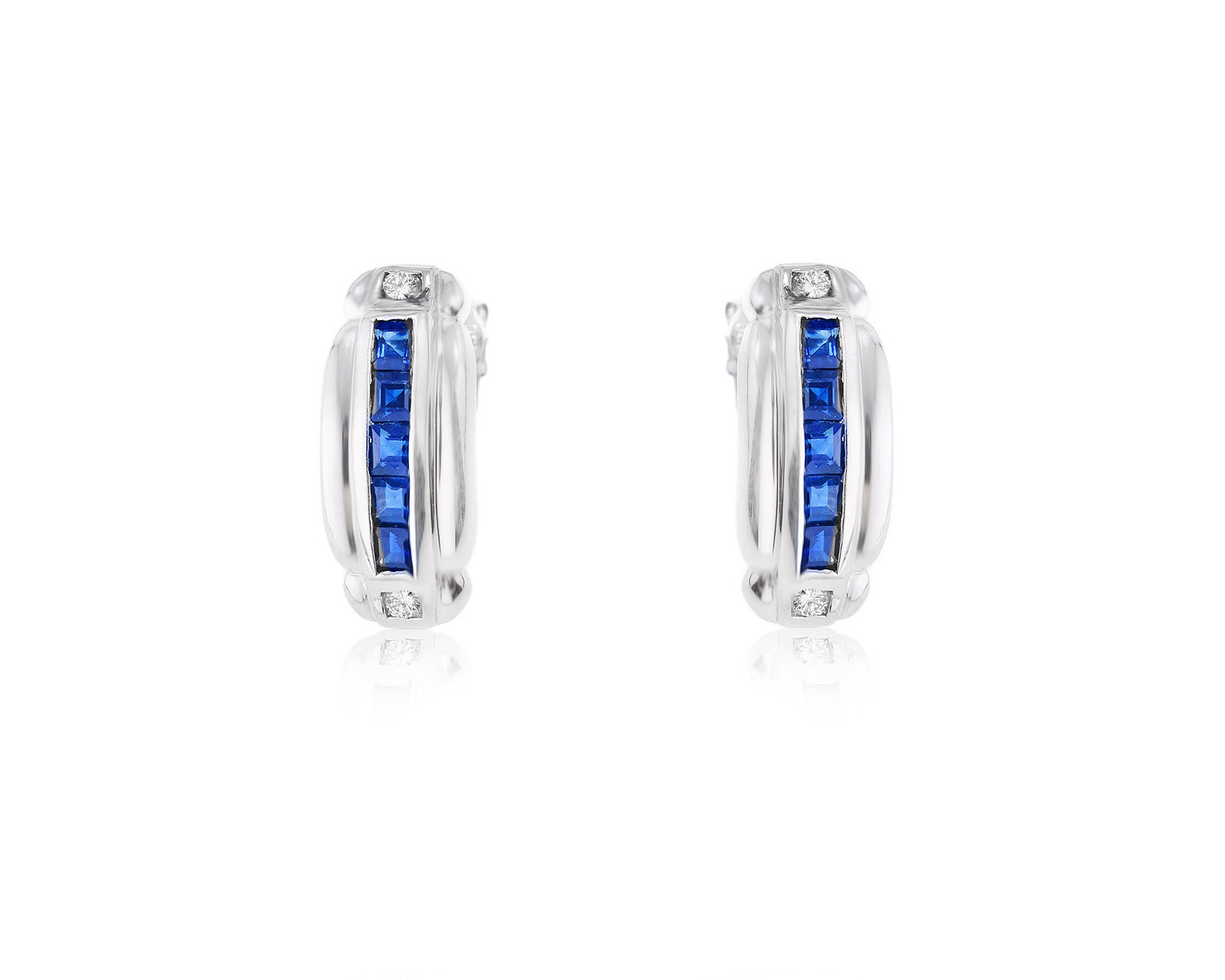 Платиновые серьги с сапфирами 1.05ct и бриллиантами 0.06ct