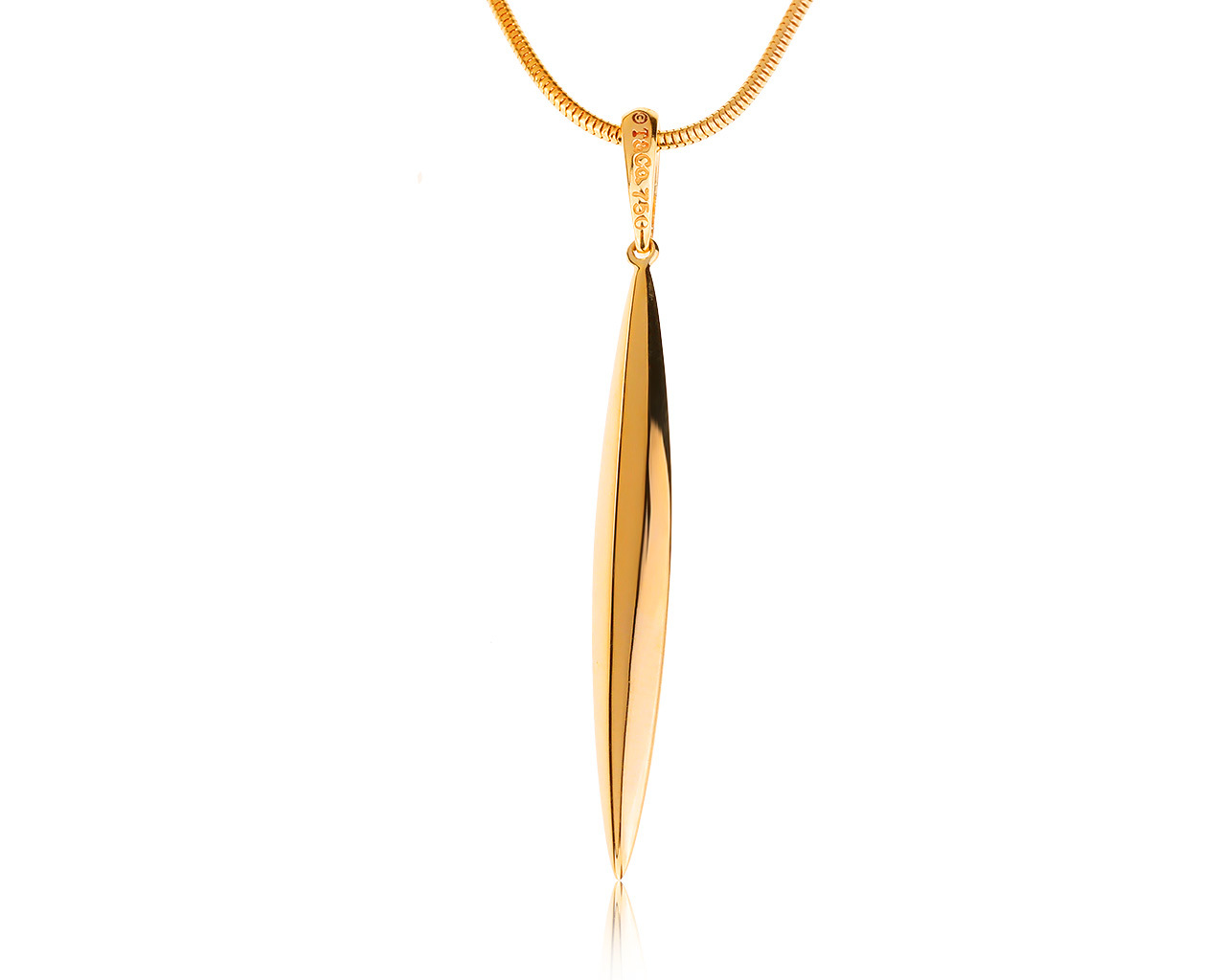 Оригинальный золотой кулон Tiffany&Co Feather 241115/2