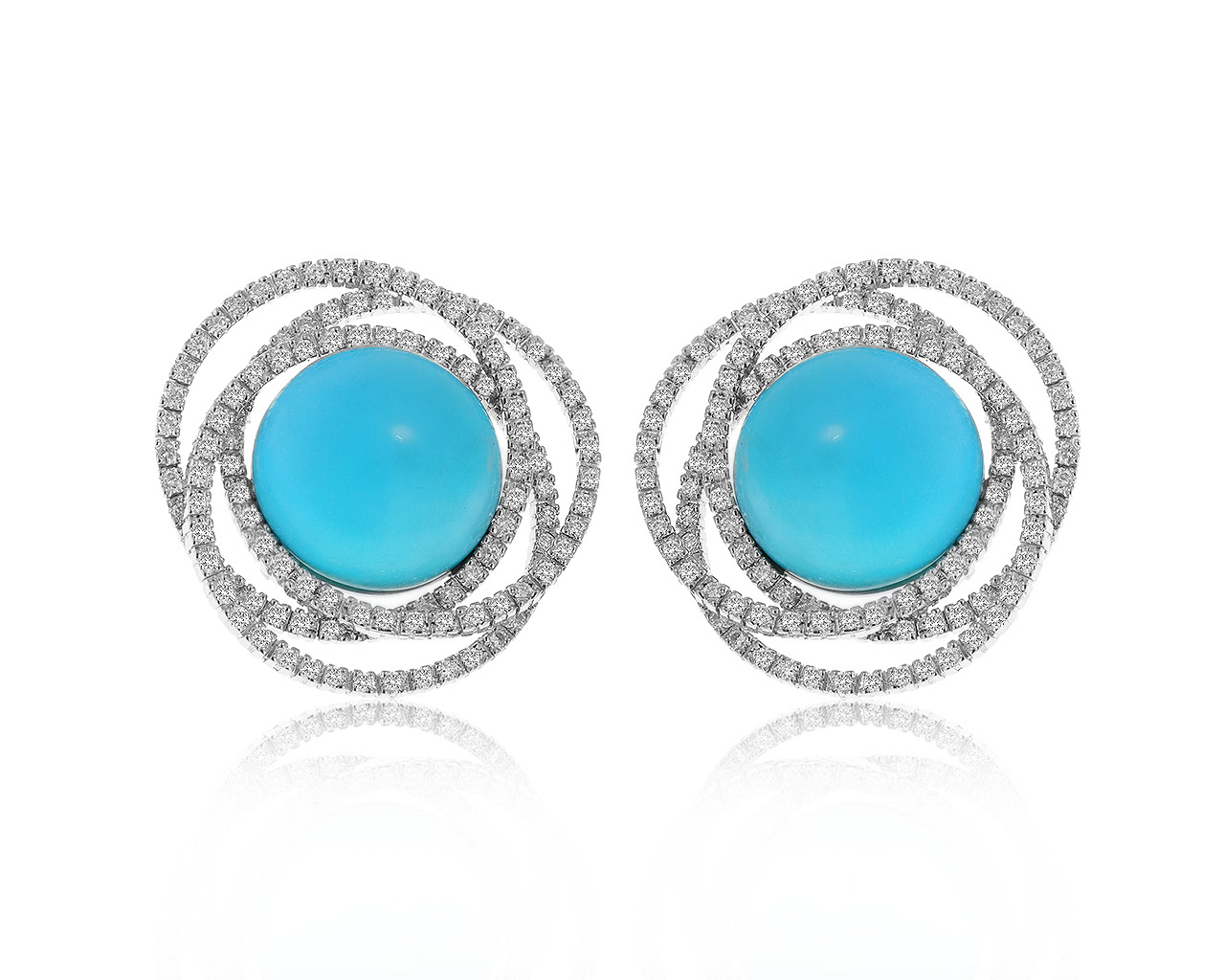 Женственные золотые серьги с бирюзой 21.12ct 120421/9 Женственные золотые серьги с бирюзой 21.12ct 120421/9