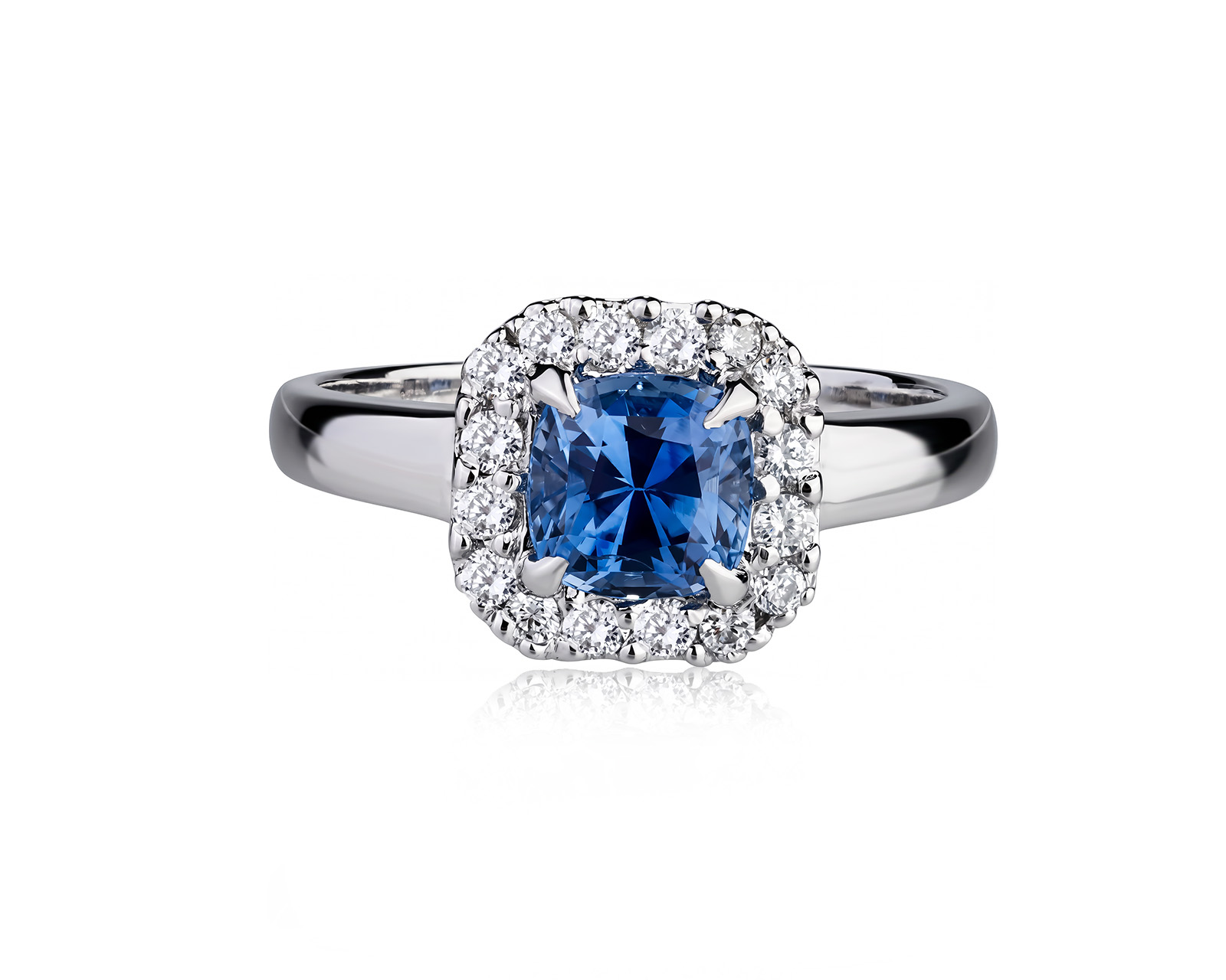 Золотое кольцо с сапфиром 1.09ct и бриллиантами 0.23ct