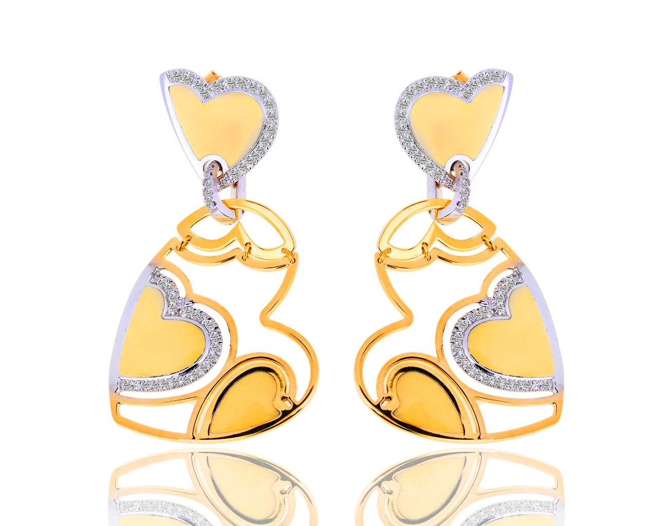 Золотые серьги с эмалью и бриллиантами 1.03ct Roberto Coin 011118/15 Золотые серьги с эмалью и бриллиантами 1.03ct Roberto Coin 011118/15