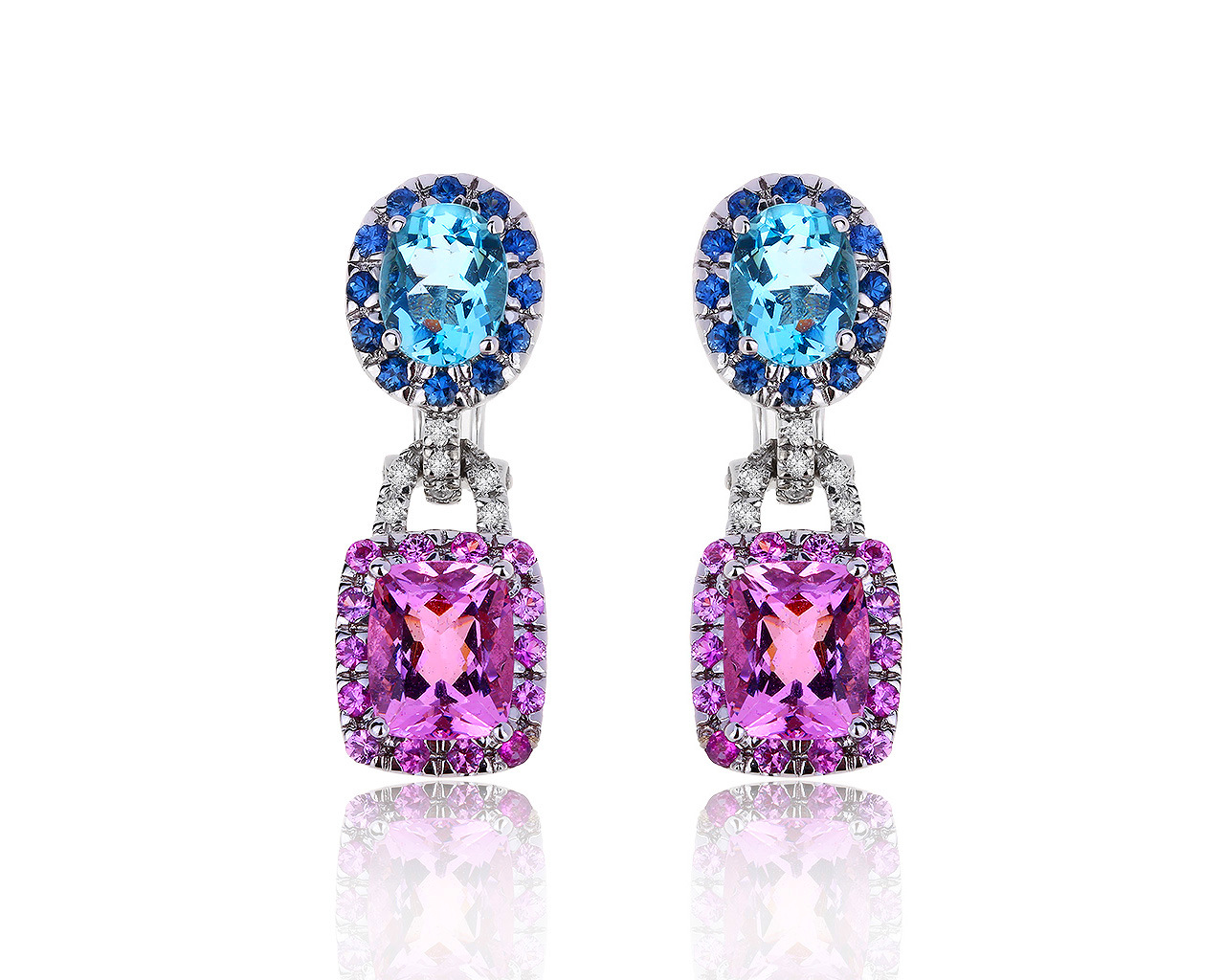 Богатые золотые серьги с бриллиантами 0.10ct 070819/7