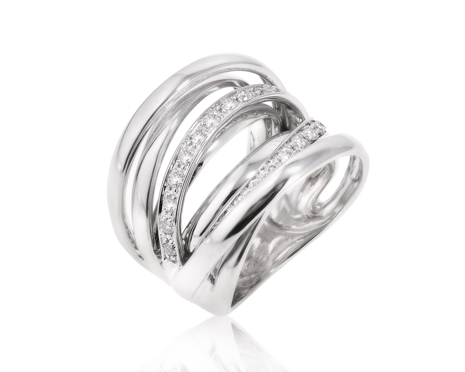 Стильное золотое кольцо с бриллиантами 0.45ct