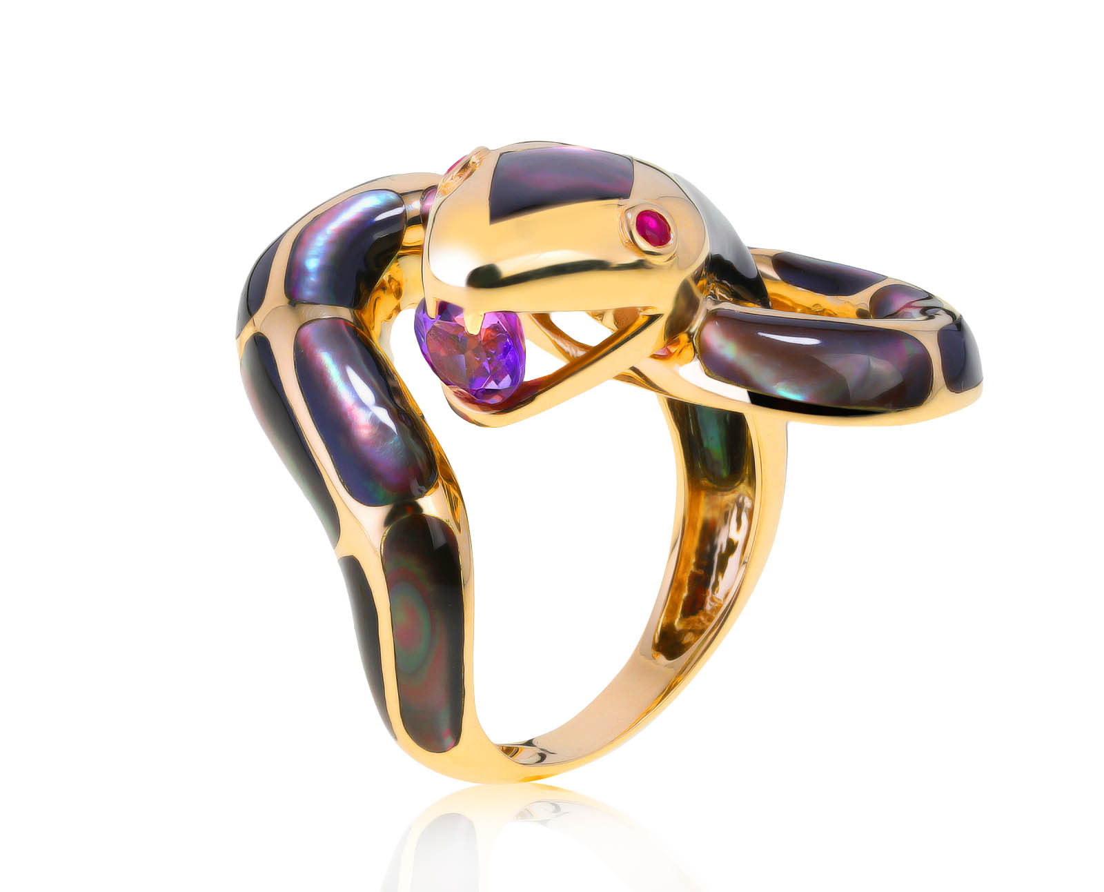 Волшебное золотое кольцо с аметистом 0.40ct 260821/10