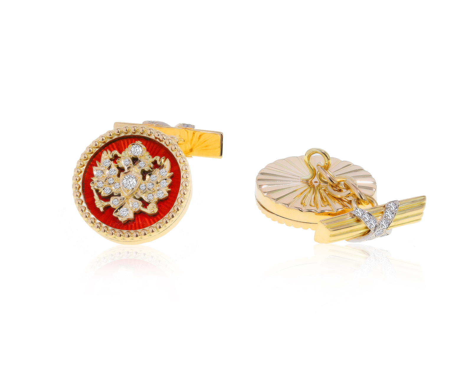 Элегантные золотые запонки с бриллиантами 0.72ct 131221/3 Элегантные золотые запонки с бриллиантами 0.72ct 131221/3