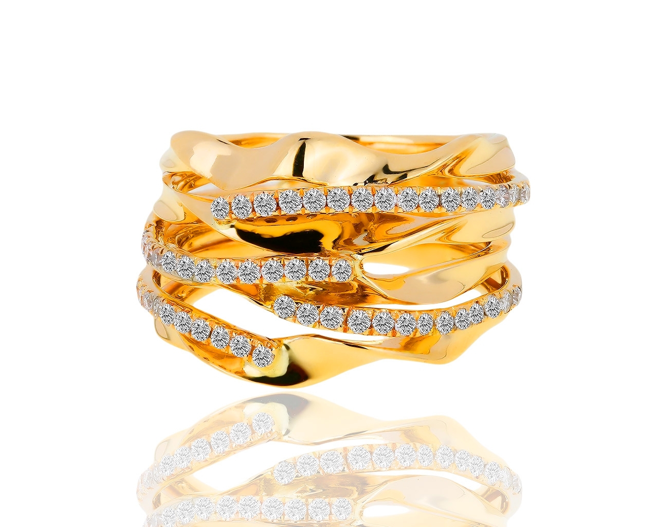 Необычное золотое кольцо с бриллиантами 0.43ct