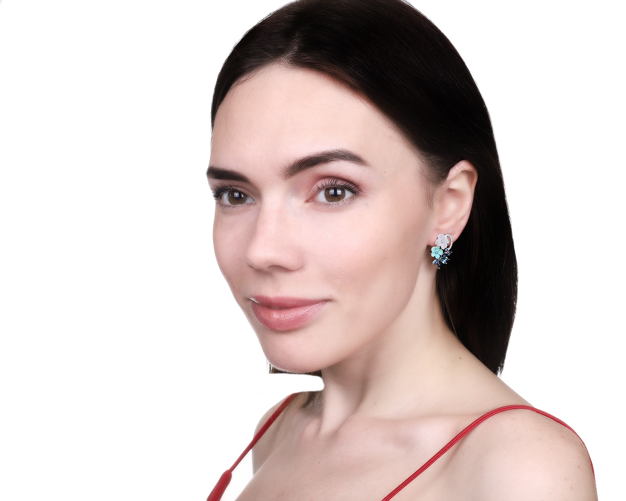 Оригинальные золотые серьги с топазами 1.64ct La Posy