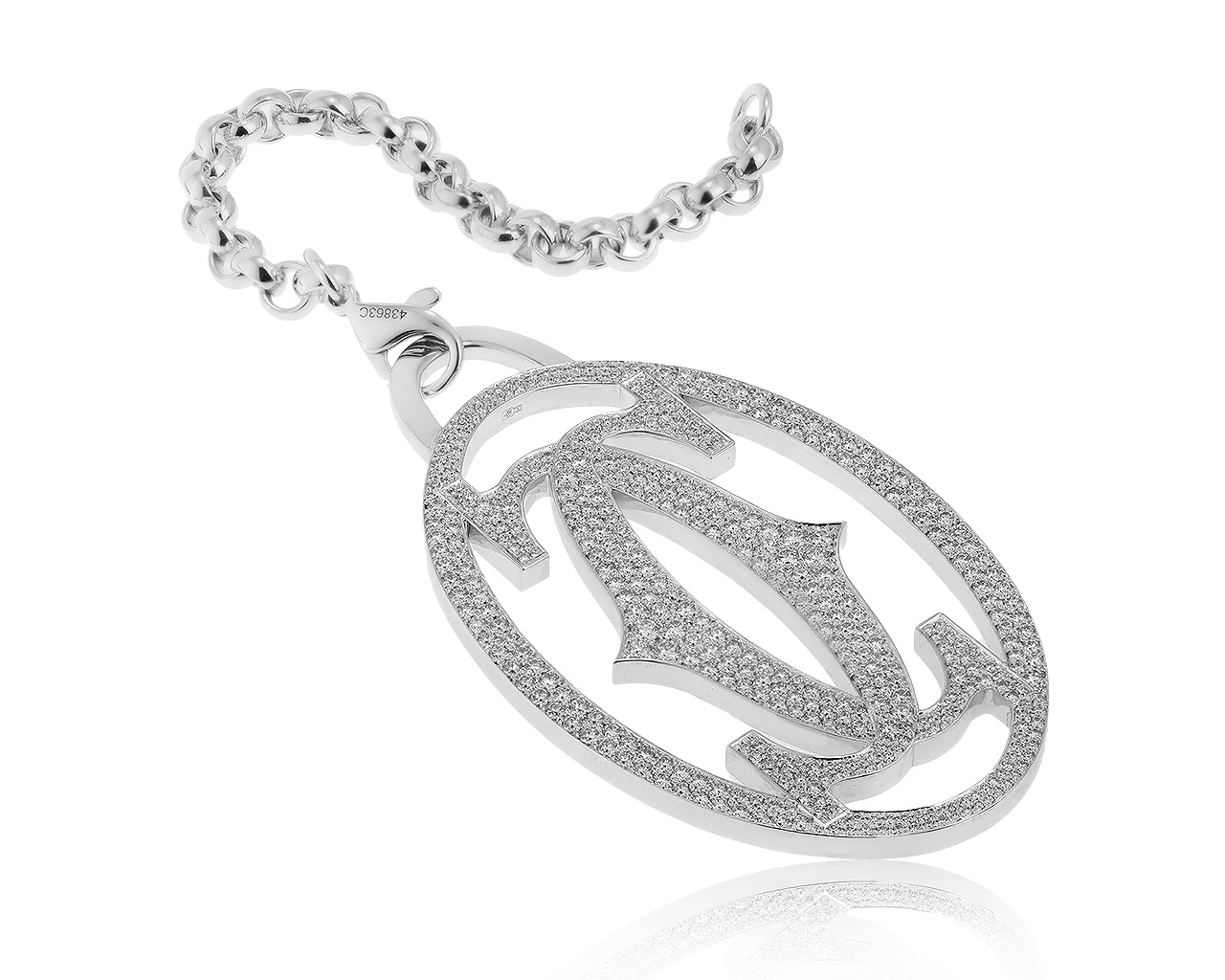 Оригинальный золотой брелок-кулон с бриллиантами 17.54ct Cartier Logo Double 220121/5 Оригинальный золотой брелок-кулон с бриллиантами 17.54ct Cartier Logo Double 220121/5