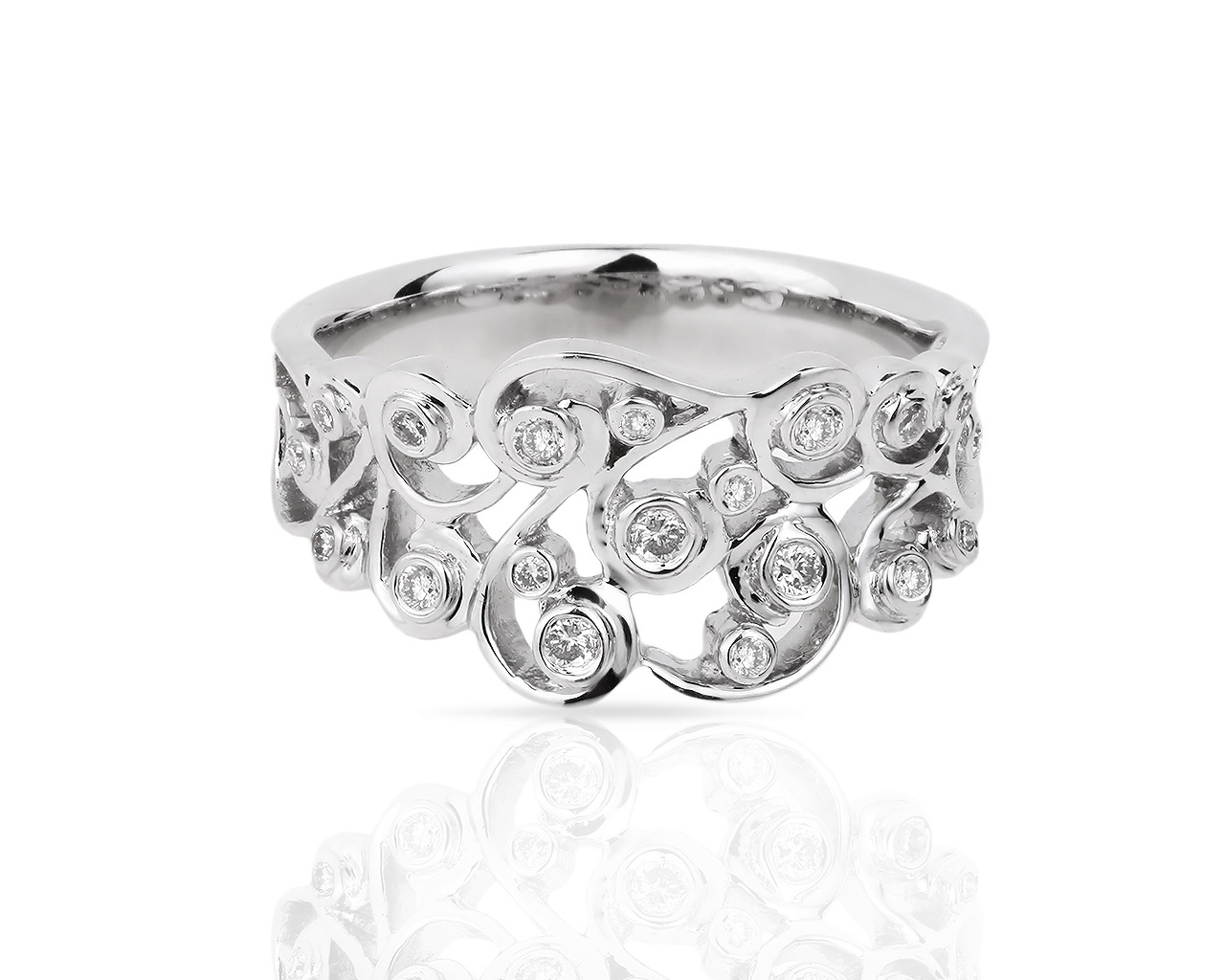 Узорное золотое кольцо с бриллиантами 0.15ct 220518/5